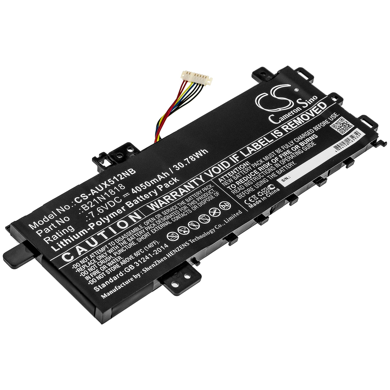 Li-Polymer Battery fits Asus, Asus X712fa-gc102t, R564dk, V5000fa 7.6V, 4050mAh Notebook & Laptop Cameron Sino Technology Limited