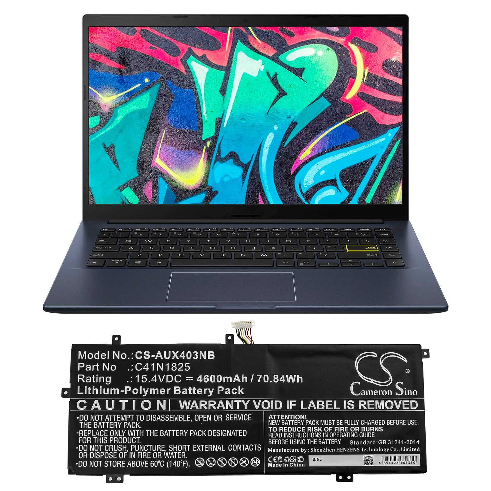 Li-Polymer Battery fits Asus, Adol I403fa, Adol14f, I403fa 15.4V, 4600mAh Notebook & Laptop Cameron Sino Technology Limited