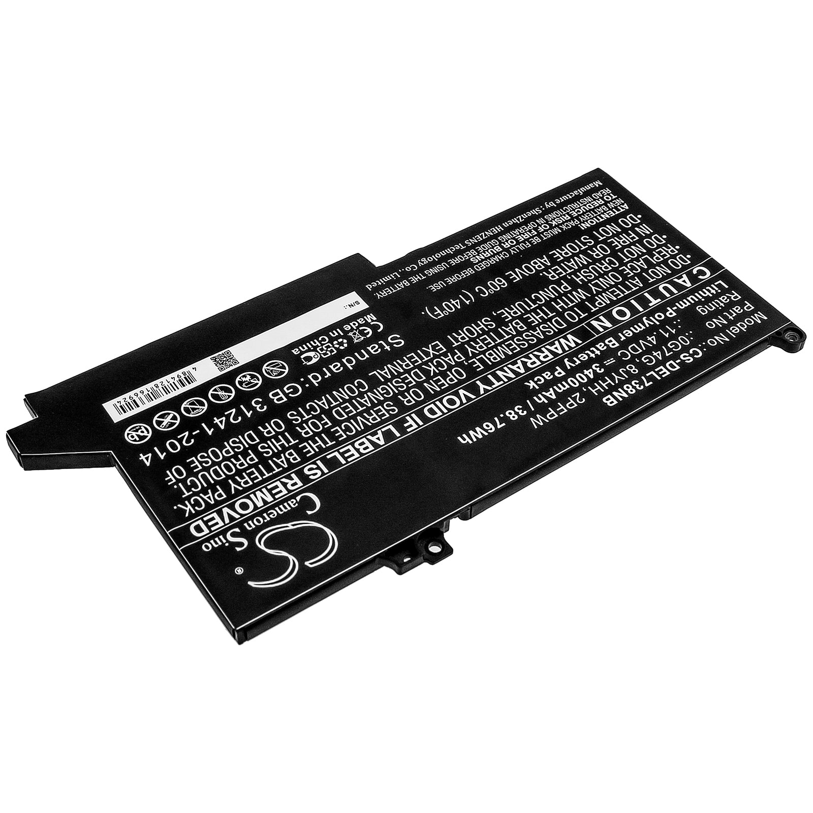 Li-Polymer Battery fits Dell, Latitude 12 5300, Latitude 12 7280, Latitude 12 7300 11.4V, 3400mAh Notebook & Laptop Cameron Sino Technology Limited