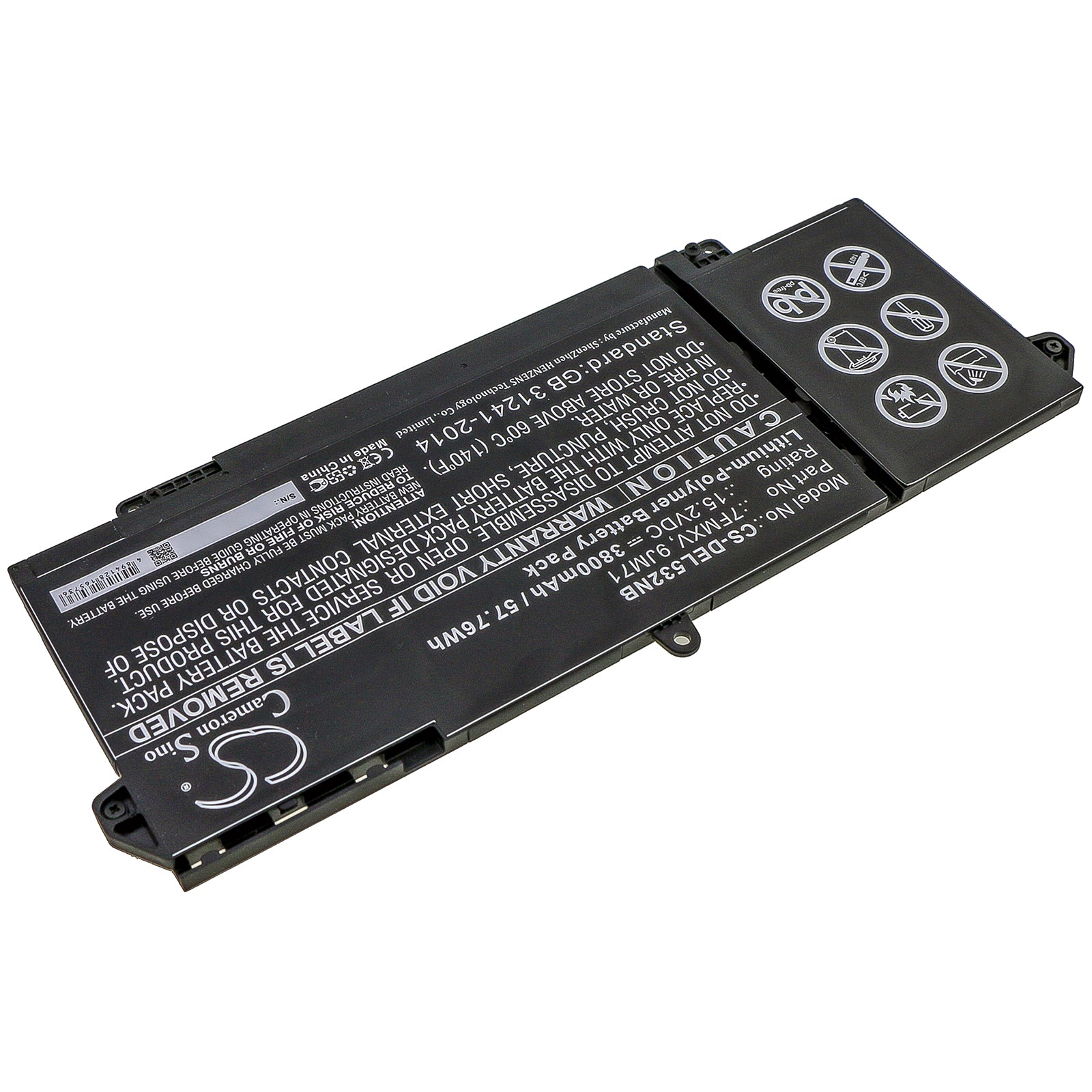 Li-Polymer Battery fits Dell, Latitude 5320, Latitude 7320, Latitude 7420 15.2V, 3800mAh Notebook & Laptop Cameron Sino Technology Limited