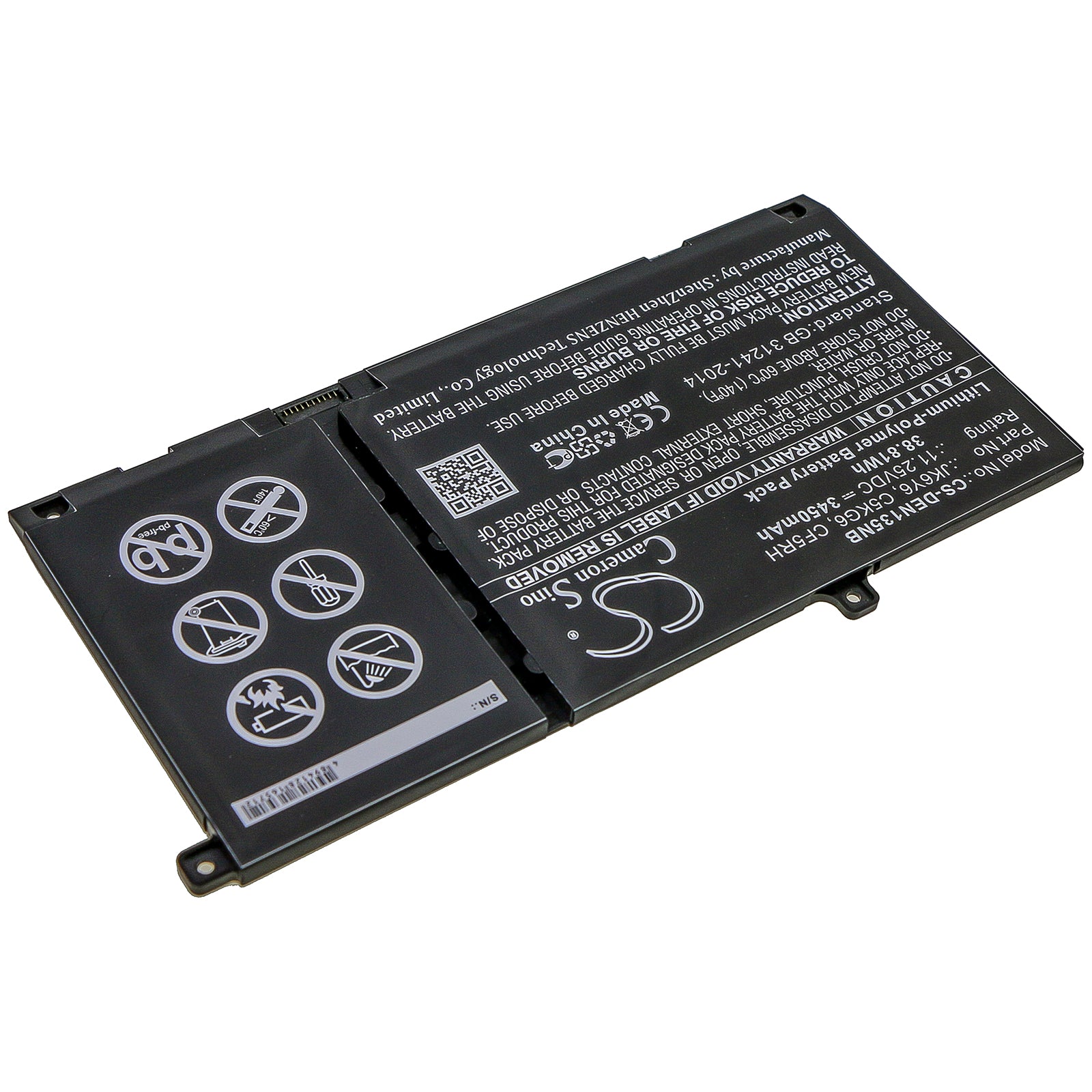 Li-Polymer Battery fits Dell, Inspiron 13 5301, Inspiron 14 5406 2-in-1, Latitude 15 3510 11.25V, 3450mAh Notebook & Laptop Cameron Sino Technology Limited
