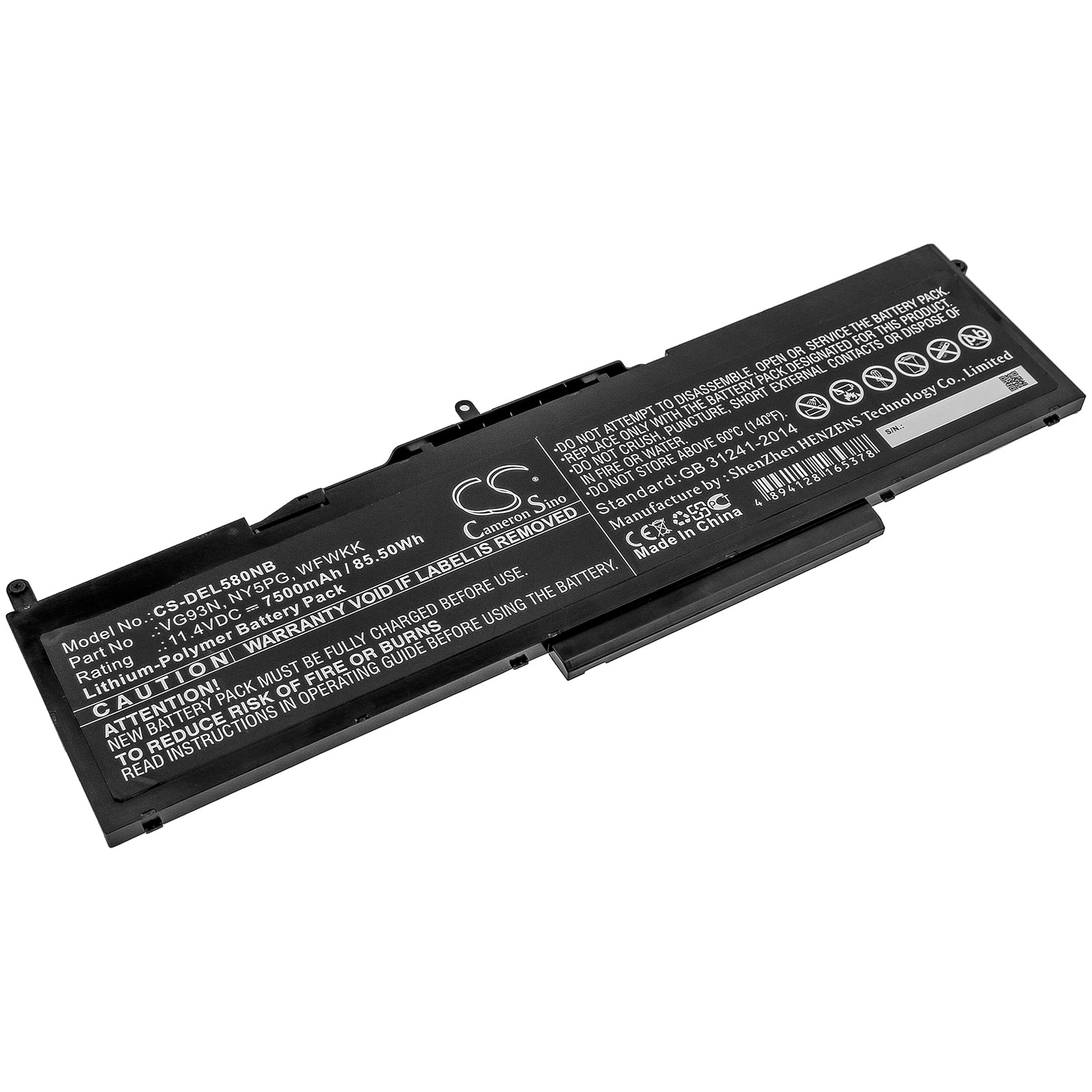 Li-Polymer Battery fits Dell, Latitude 5580, Latitude 5591, Precision 15 3520 11.4V, 7500mAh Notebook & Laptop Cameron Sino Technology Limited