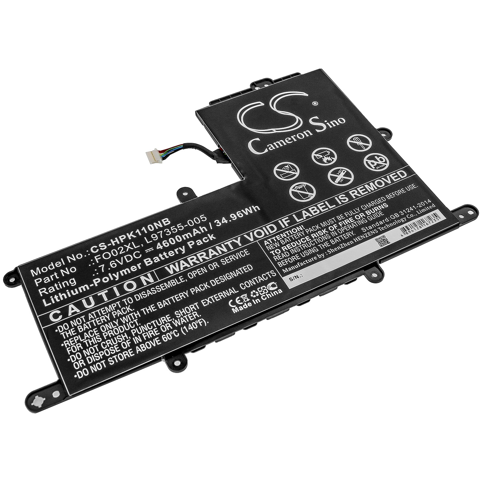 Li-Polymer Battery fits Hp, Chromebook 11a, Chromebook 11a-na 7.6V, 4600mAh Notebook & Laptop Cameron Sino Technology Limited