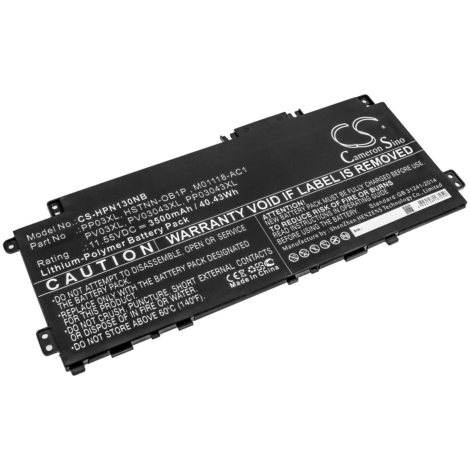Li-Polymer Battery fits Hp, Pavilion 13-bb, Pavilion 13-bb0000nc, Pavilion 13-bb0005tu 11.55V, 3500mAh Notebook & Laptop Cameron Sino Technology Limited