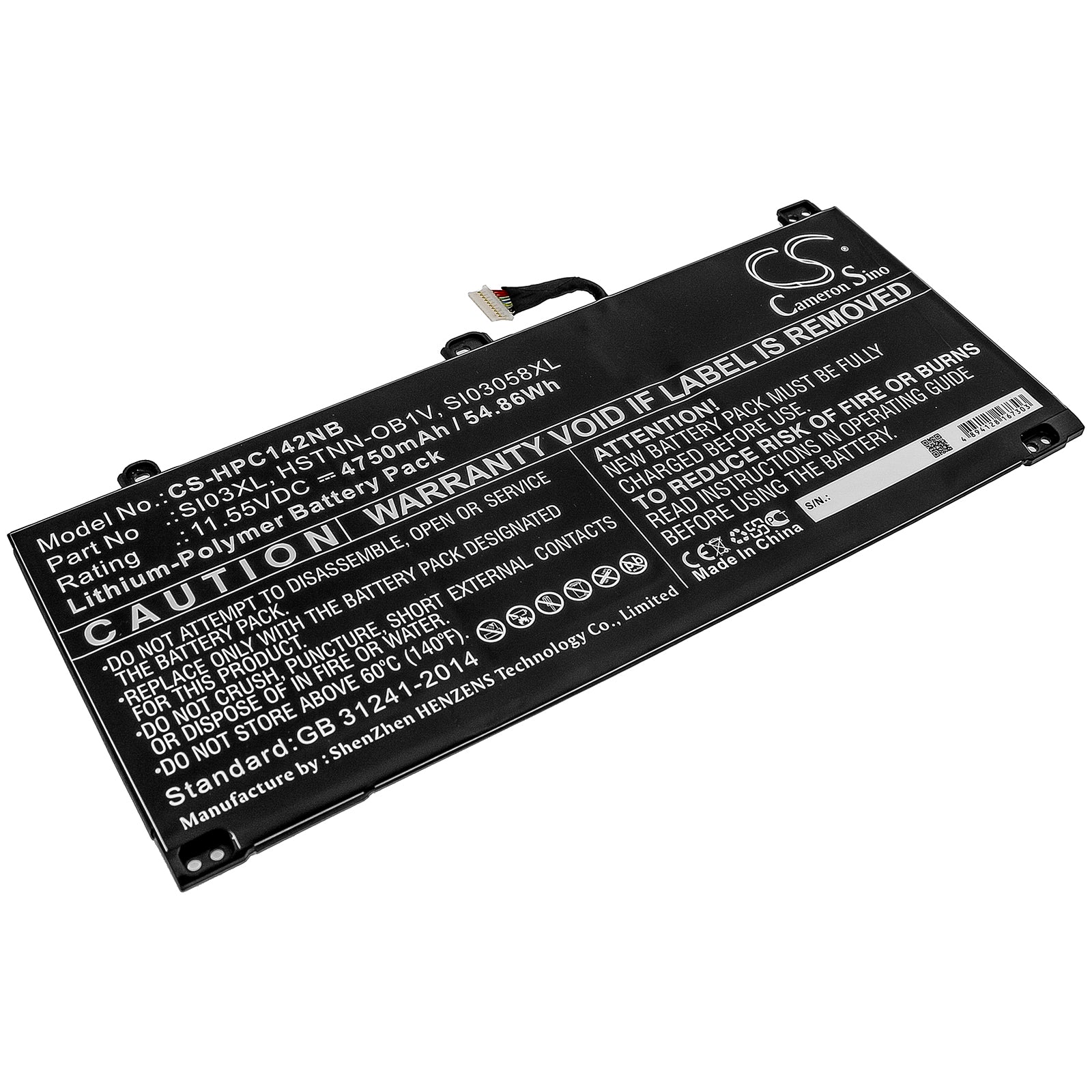 Li-Polymer Battery fits Hp, Chromebook 14b 11.55V, 4750mAh Notebook & Laptop Cameron Sino Technology Limited
