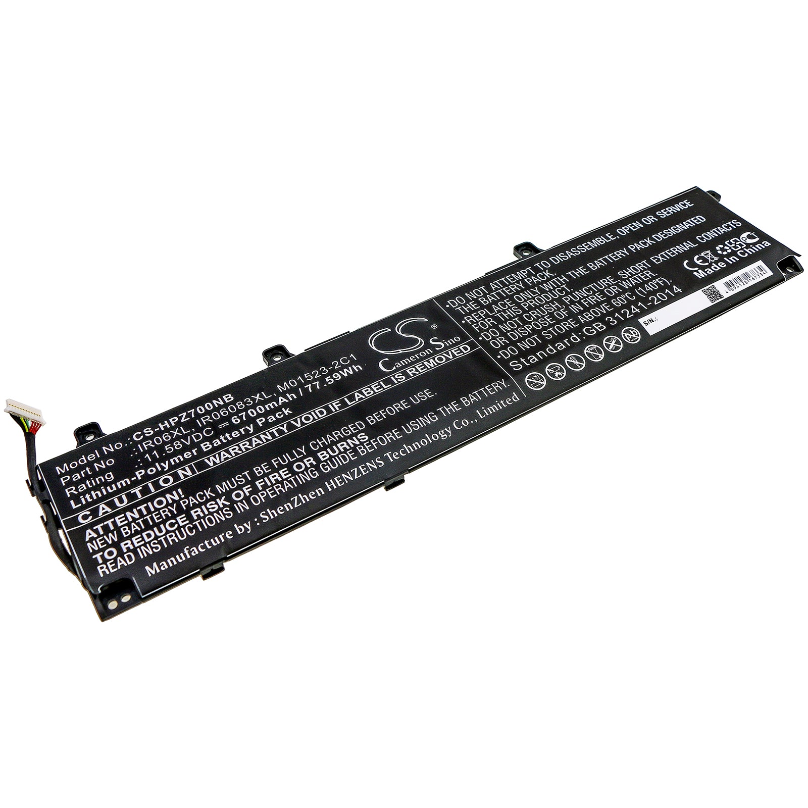 Li-Polymer Battery fits Hp, Zbook Power G7 11.58V, 6700mAh Notebook & Laptop Cameron Sino Technology Limited