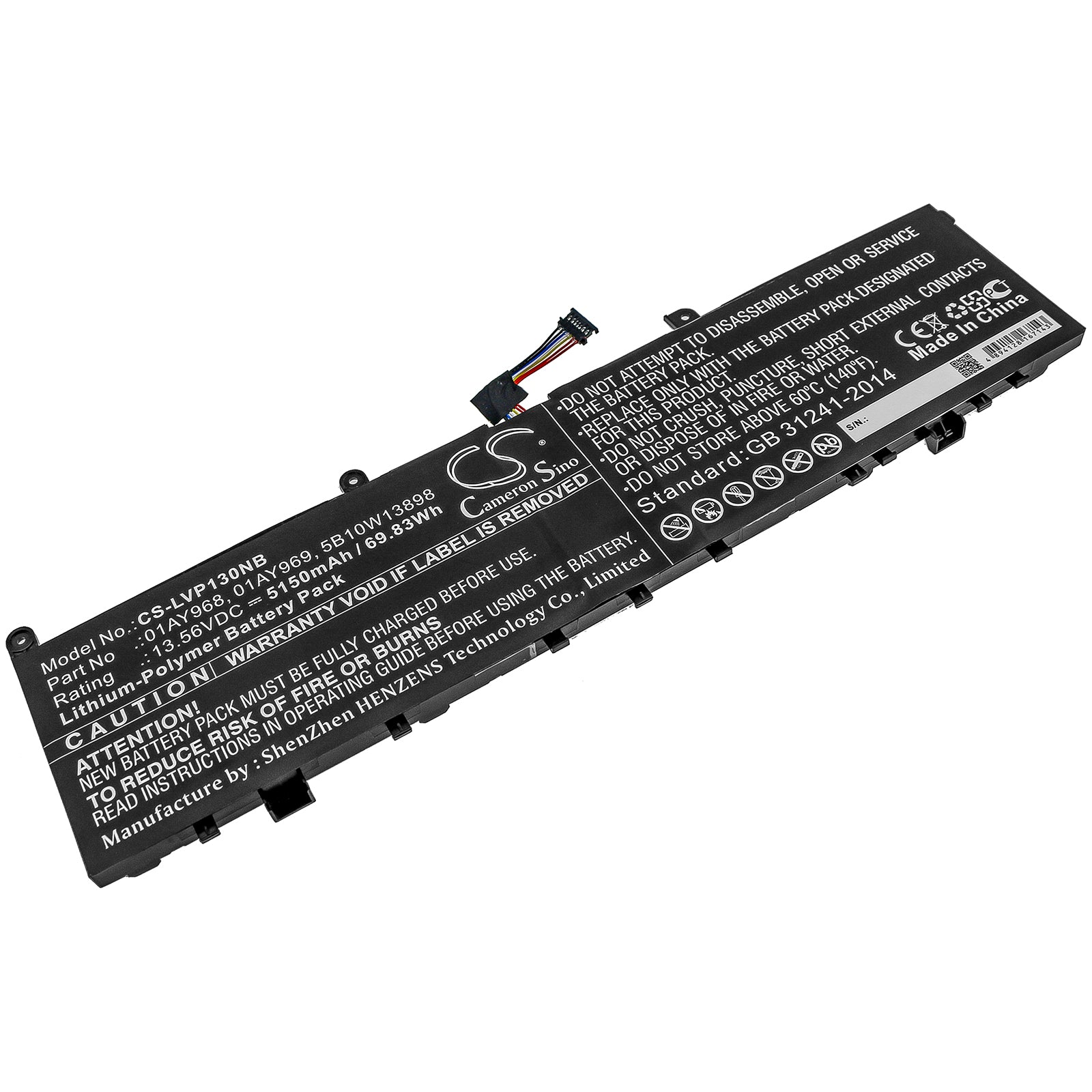 Li-Polymer Battery fits Lenovo, Thinkpad P1, Thinkpad P1 (20md0001ge) 13.56V, 5150mAh Notebook & Laptop Cameron Sino Technology Limited