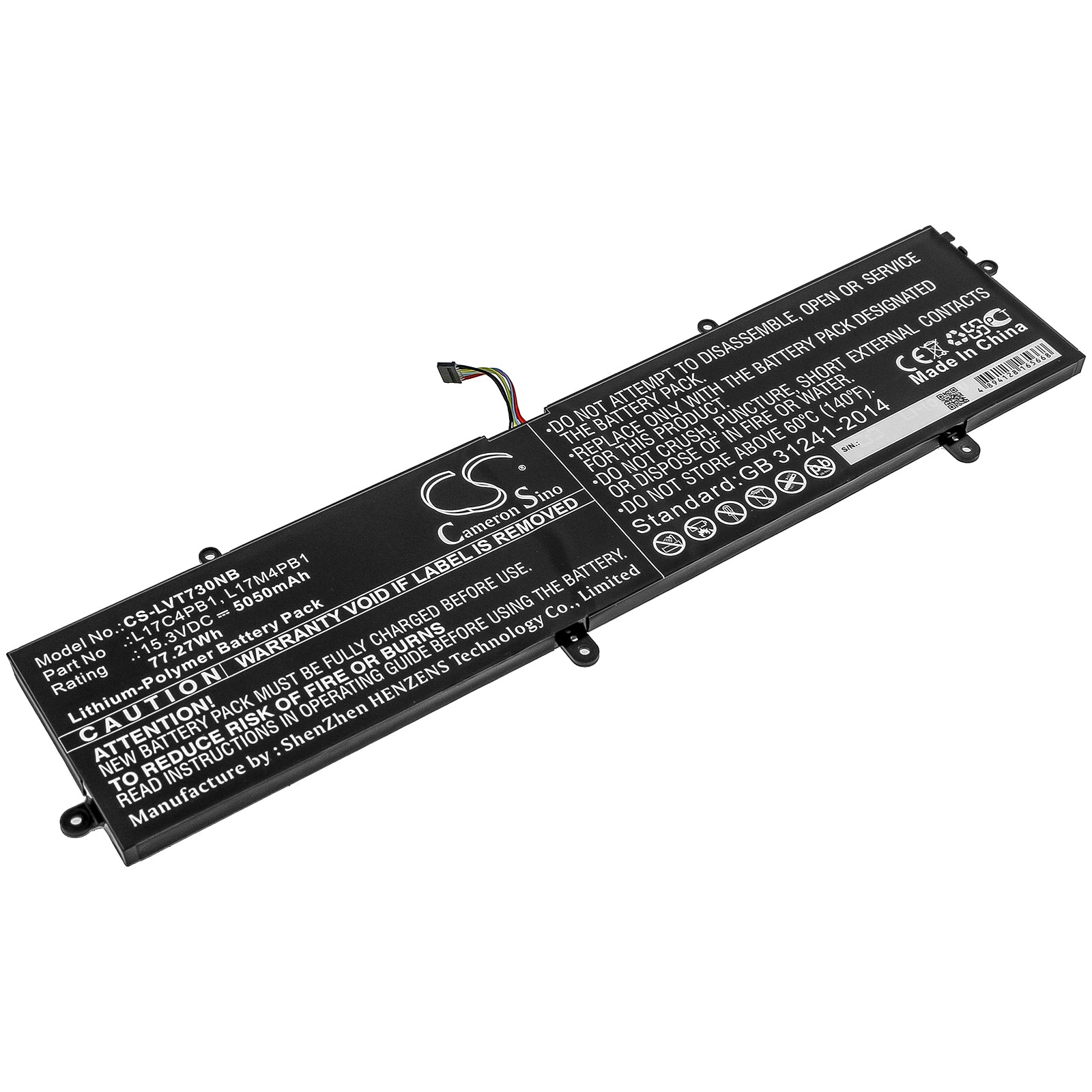 Li-Polymer Battery fits Lenovo, 720s-15, Ideapad 720s Touch-15ikb, Ideapad 720s-15 15.3V, 5050mAh Notebook & Laptop Cameron Sino Technology Limited