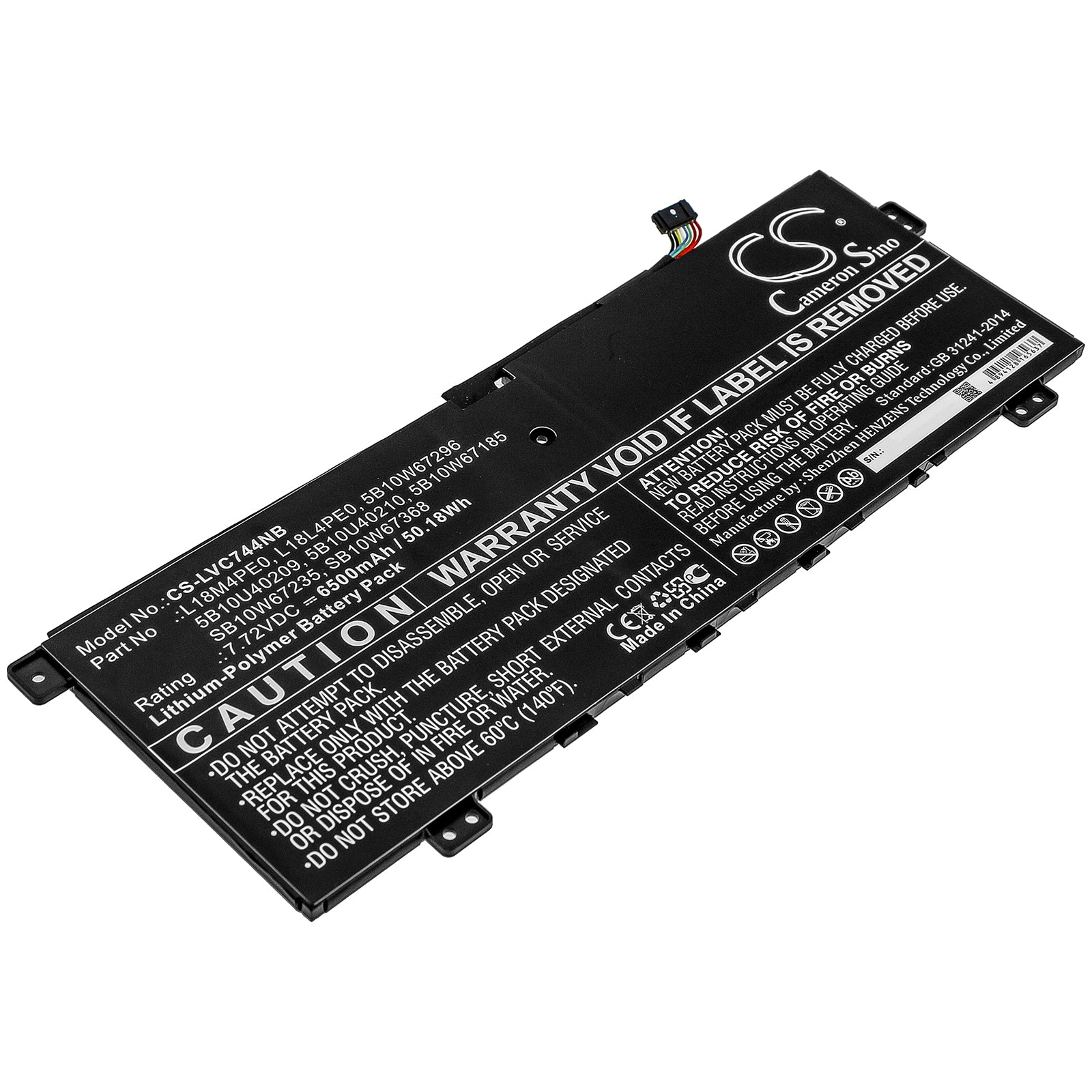 Li-Polymer Battery fits Lenovo, Yoga C740 14, Yoga C740-14iml 7.72V, 6500mAh Notebook & Laptop Cameron Sino Technology Limited