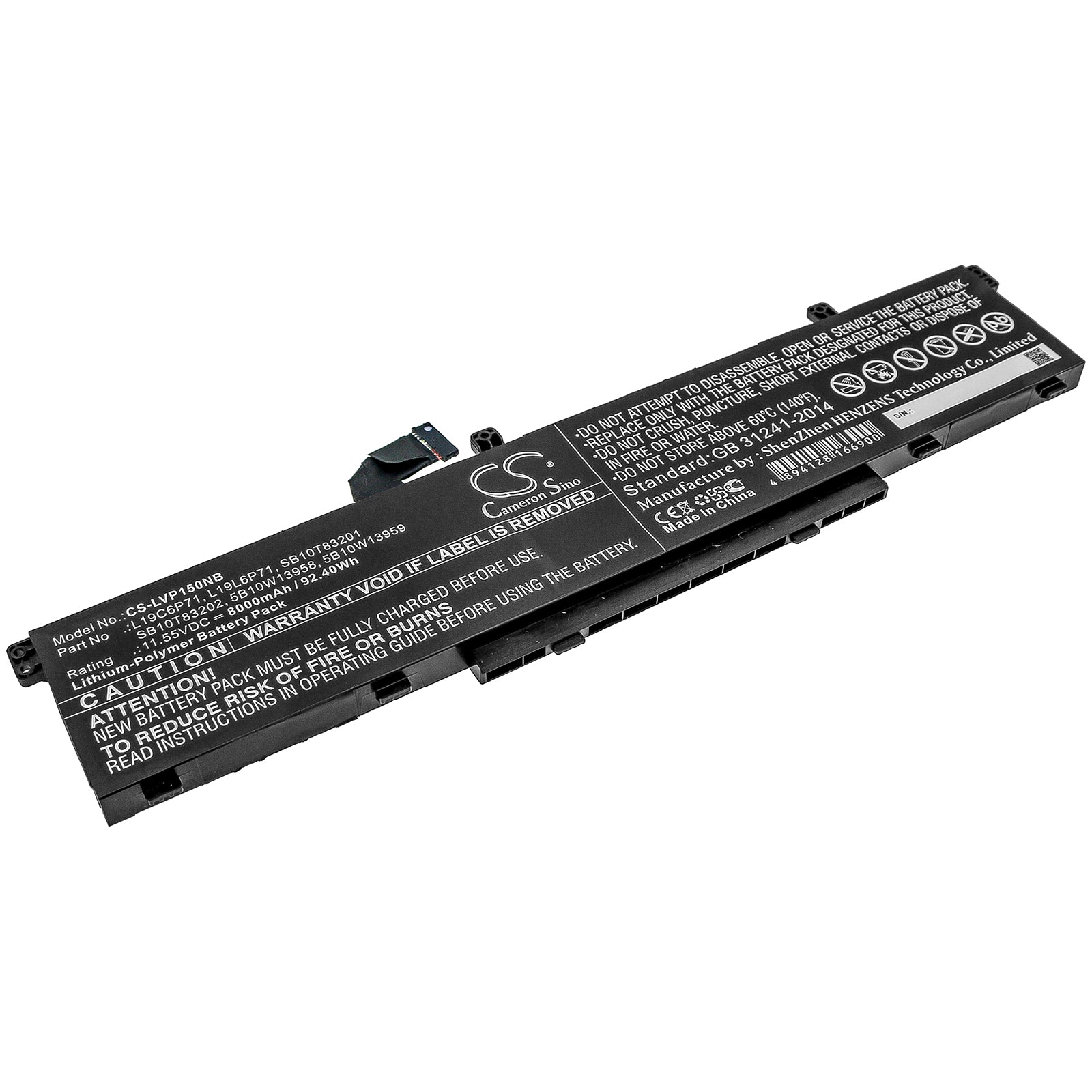 Li-Polymer Battery fits Lenovo, Thinkpad P15, Thinkpad P15 Gen 1 20st002dau 11.55V, 8000mAh Notebook & Laptop Cameron Sino Technology Limited