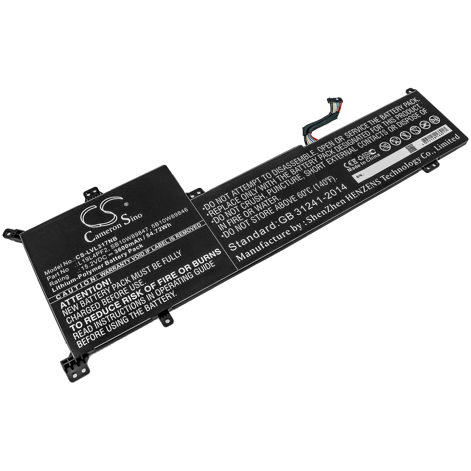 Li-Polymer Battery fits Lenovo, Ideapad 3-17ada05, Ideapad 3-17are05 15.2V, 3600mAh Notebook & Laptop Cameron Sino Technology Limited