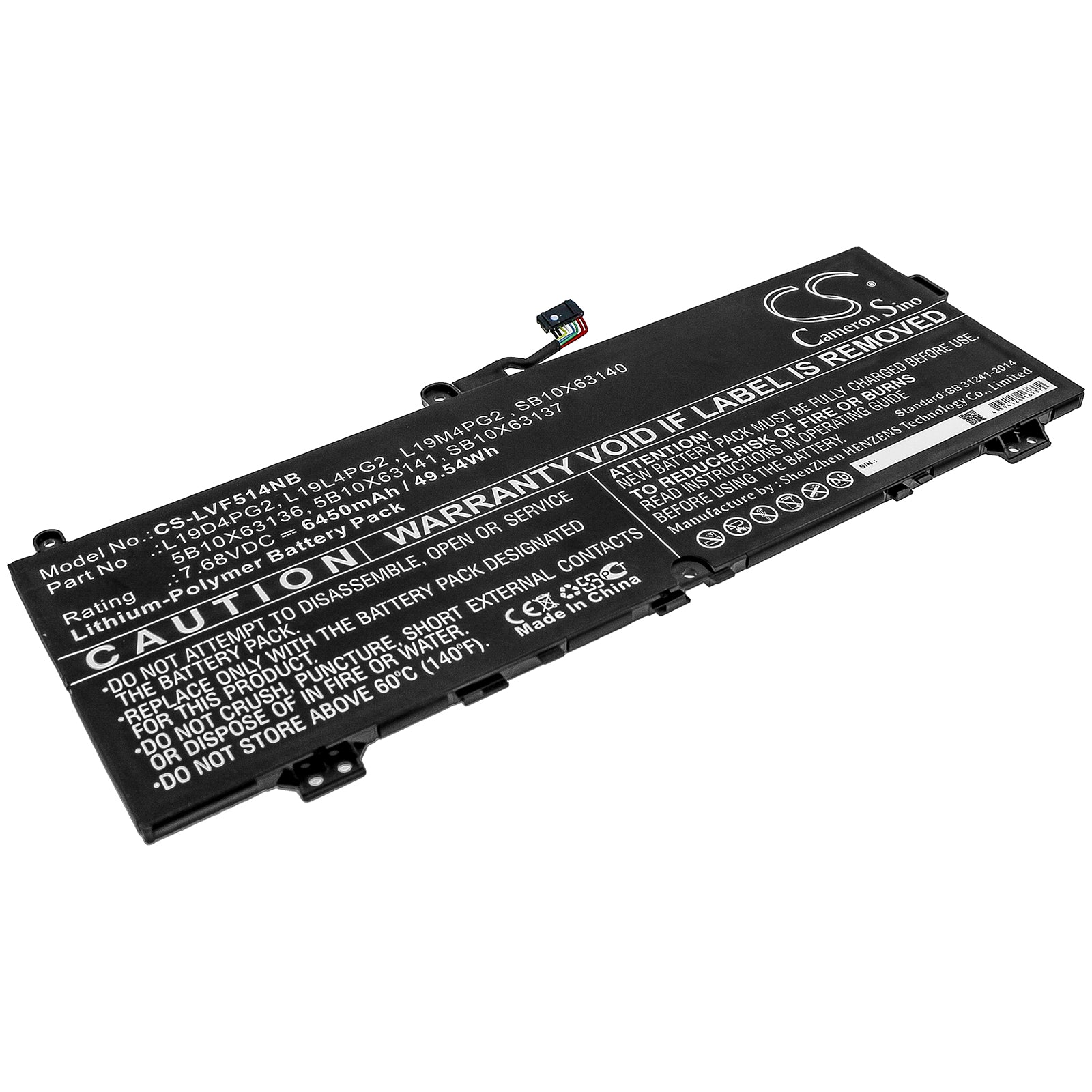 Li-Polymer Battery fits Lenovo, C13 Yoga Gen 1 Chromebook-20uys02b00, Flex 5 1570 7.68V, 6450mAh Notebook & Laptop Cameron Sino Technology Limited