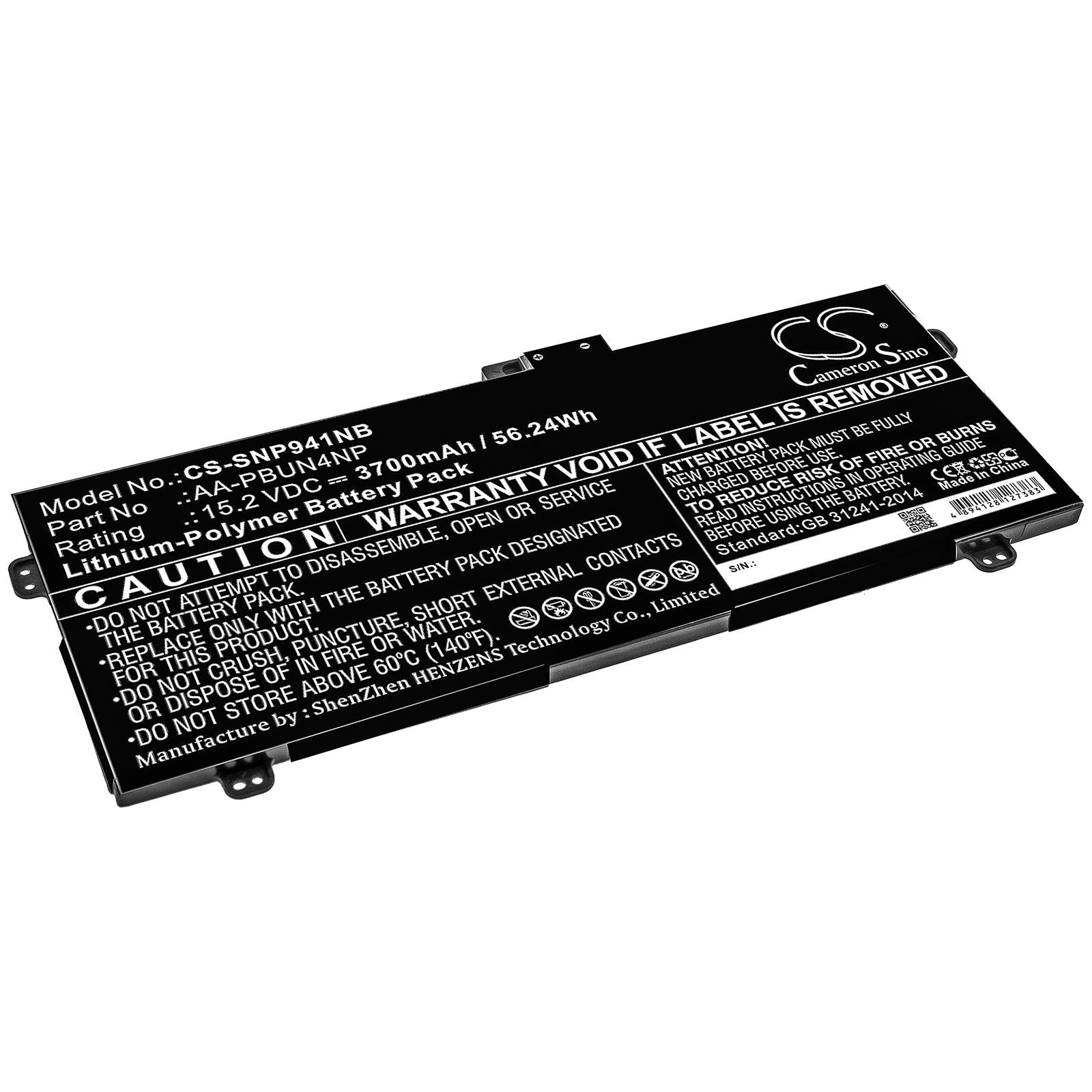 Li-Polymer Battery fits Samsung, Ativ Book 9 Pro, Np940z5j, Np940z5l 15.2V, 3700mAh Notebook & Laptop Cameron Sino Technology Limited