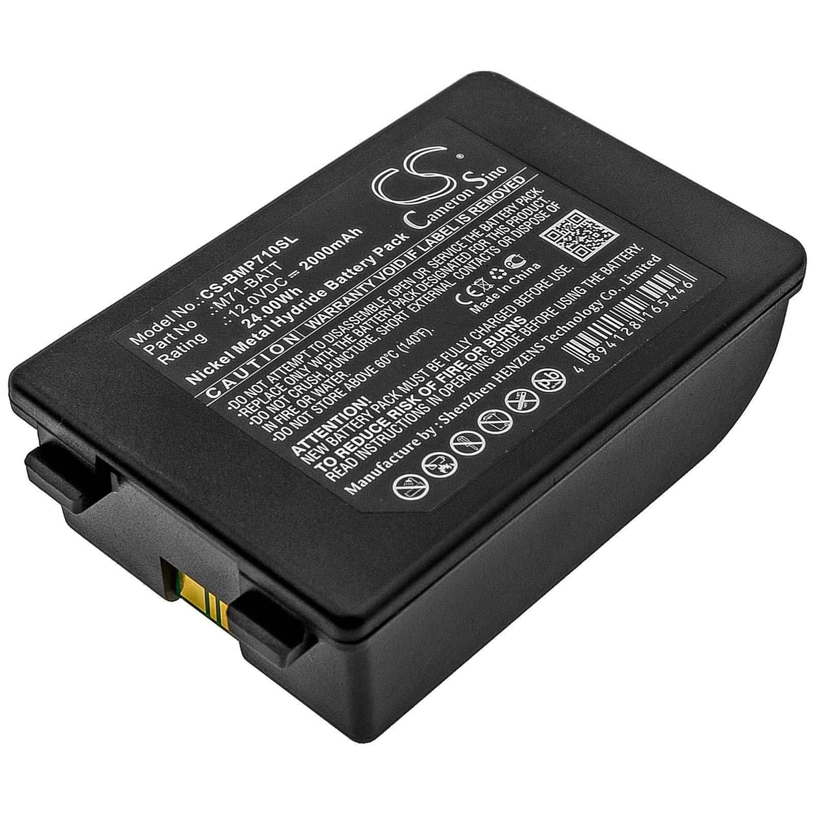 Ni-MH Battery fits Brady, Bmp71 12.0V, 2000mAh Portable Printer Cameron Sino Technology Limited