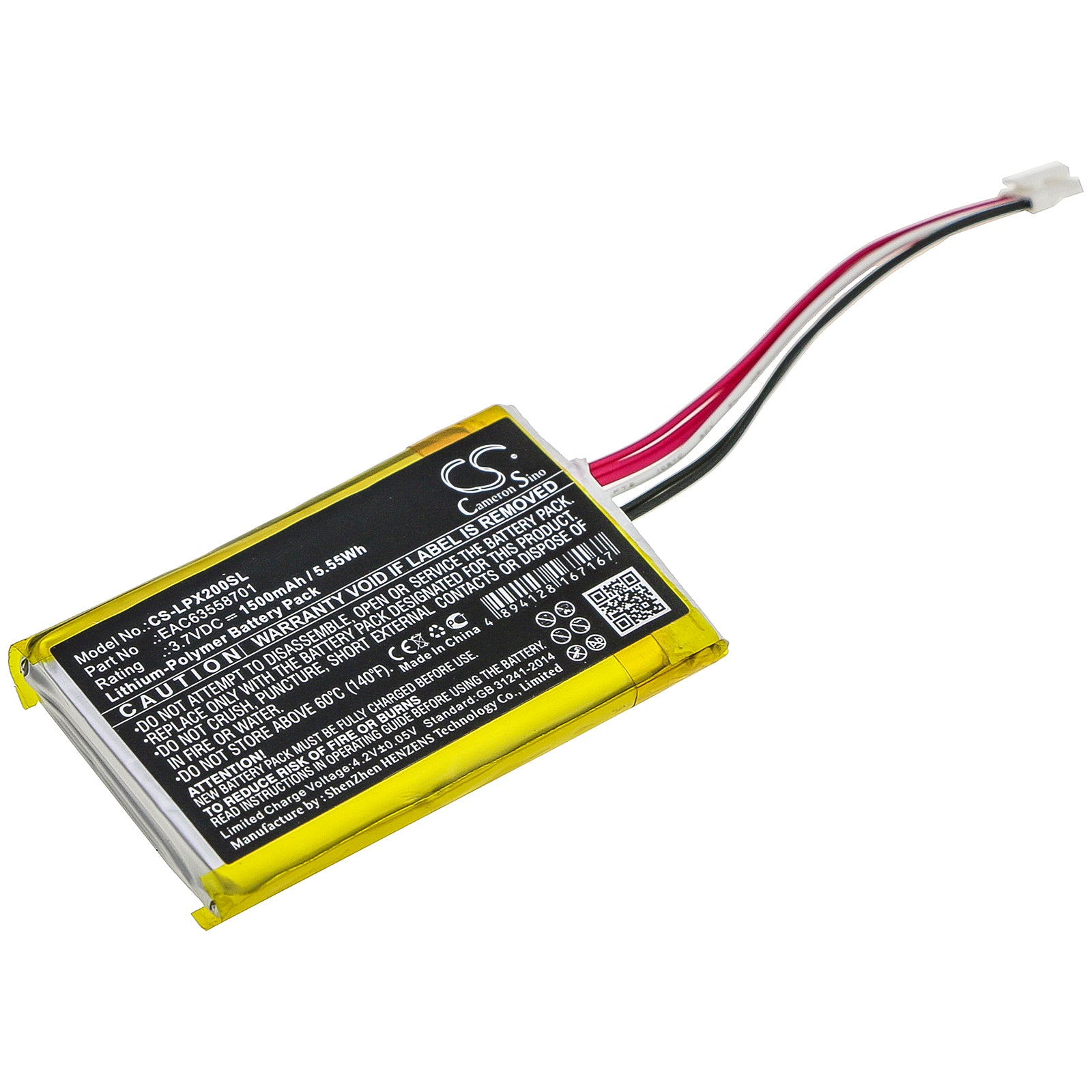 Li-Polymer Speaker Battery fits Lg, Xboom Go Pl2 3.7V, 1500mAh Speaker Cameron Sino Technology Limited