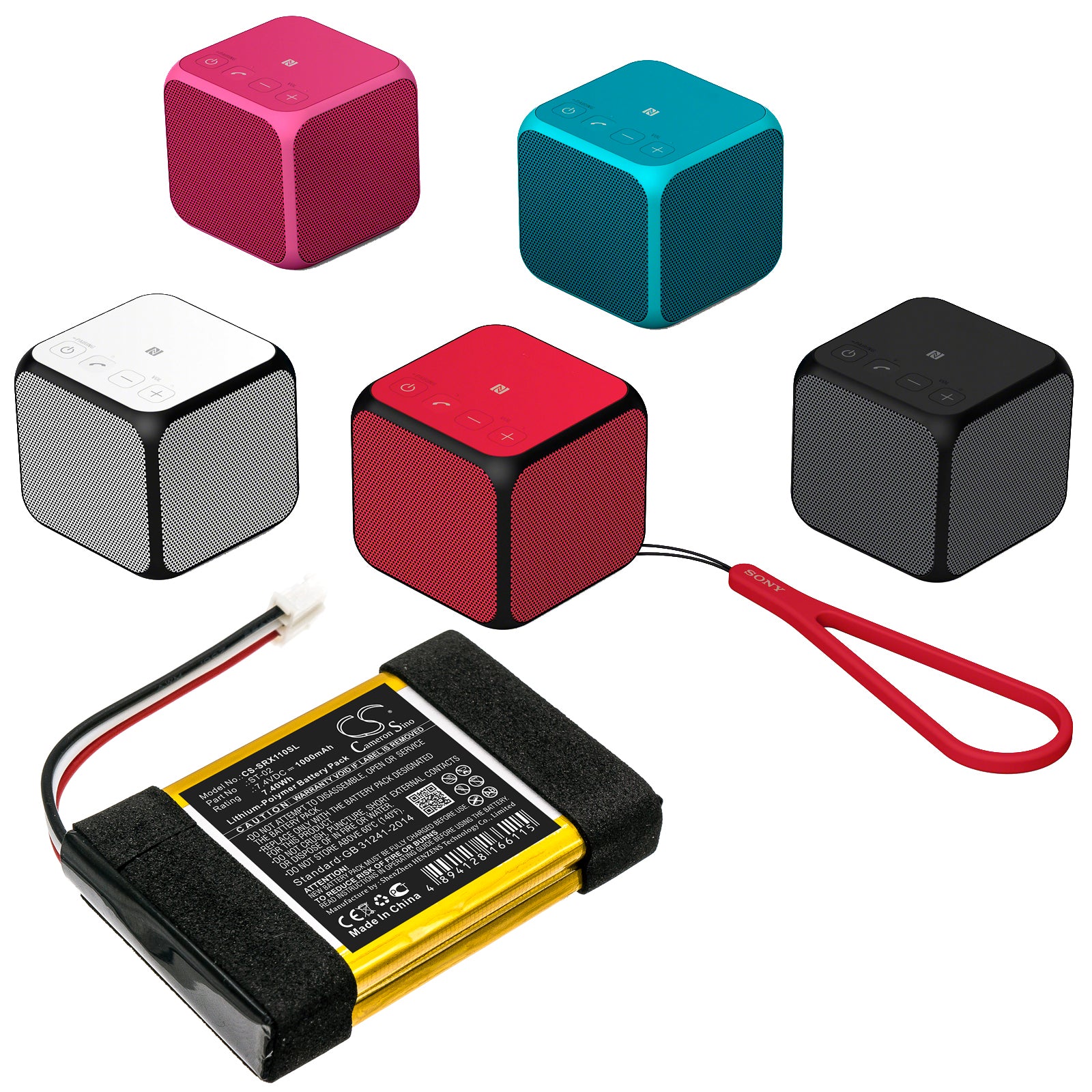 Li-Polymer Speaker Battery fits Sony, Srs-x11 7.4V, 1000mAh Speaker Cameron Sino Technology Limited