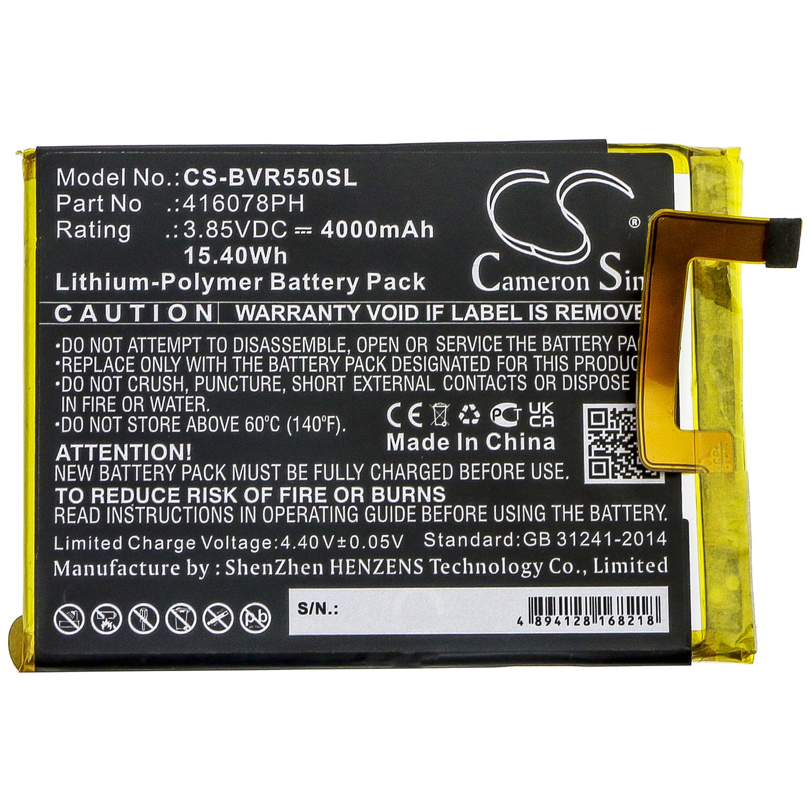 Li-Polymer Battery fits Blackview, Bv5500 3.85V, 4000mAh Mobile & SmartPhone Cameron Sino Technology Limited