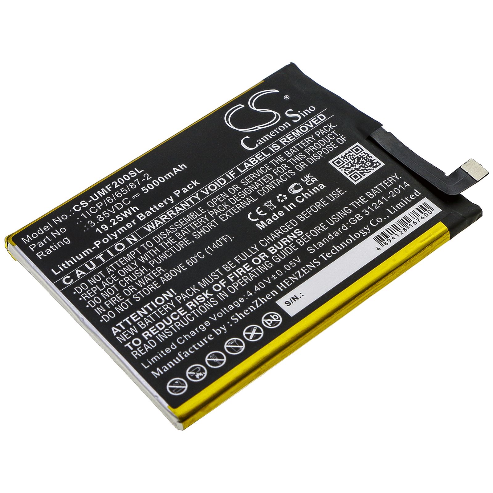 Li-Polymer Battery fits Umi, Umidigi F2 3.85V, 5000mAh Mobile & SmartPhone Cameron Sino Technology Limited