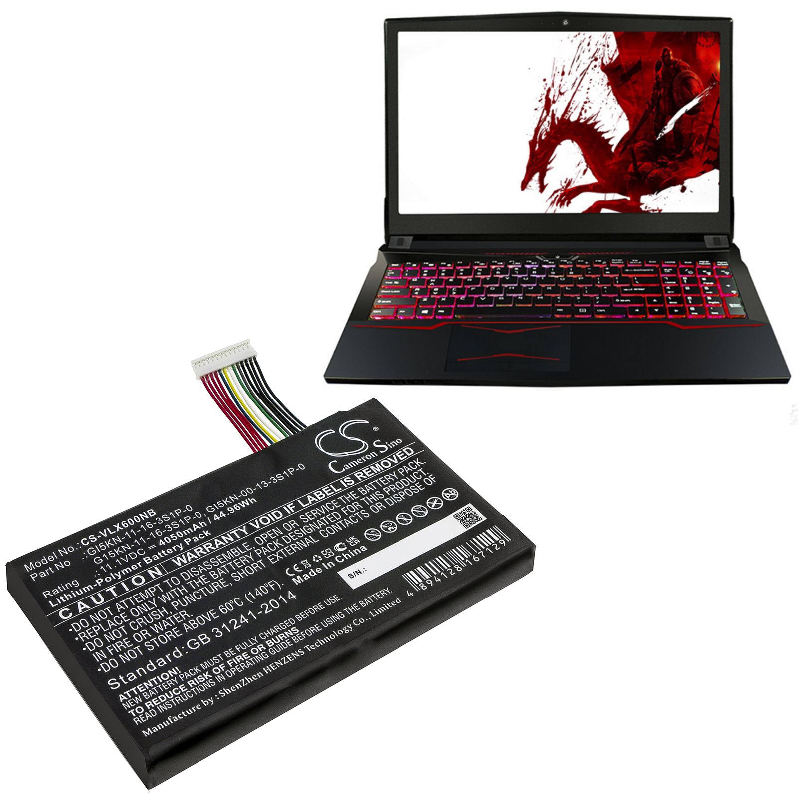 Li-Polymer Battery fits Hasee, F117-f2k, Kp7gt, Z7-kp7d2 11.1V, 4050mAh Notebook & Laptop Cameron Sino Technology Limited