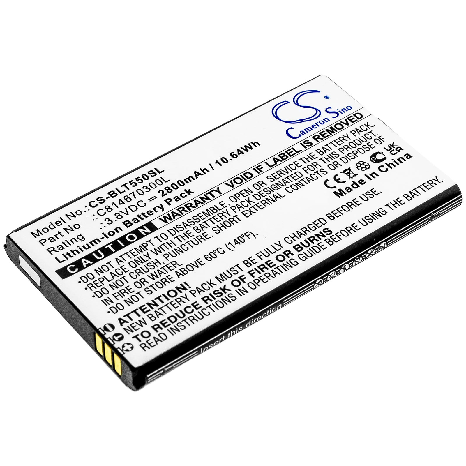 Li-Polymer Battery fits Blu, A0031ww, Advance A5 Plus Lte, G0031ww 3.8V, 3100mAh Mobile & SmartPhone Cameron Sino Technology Limited