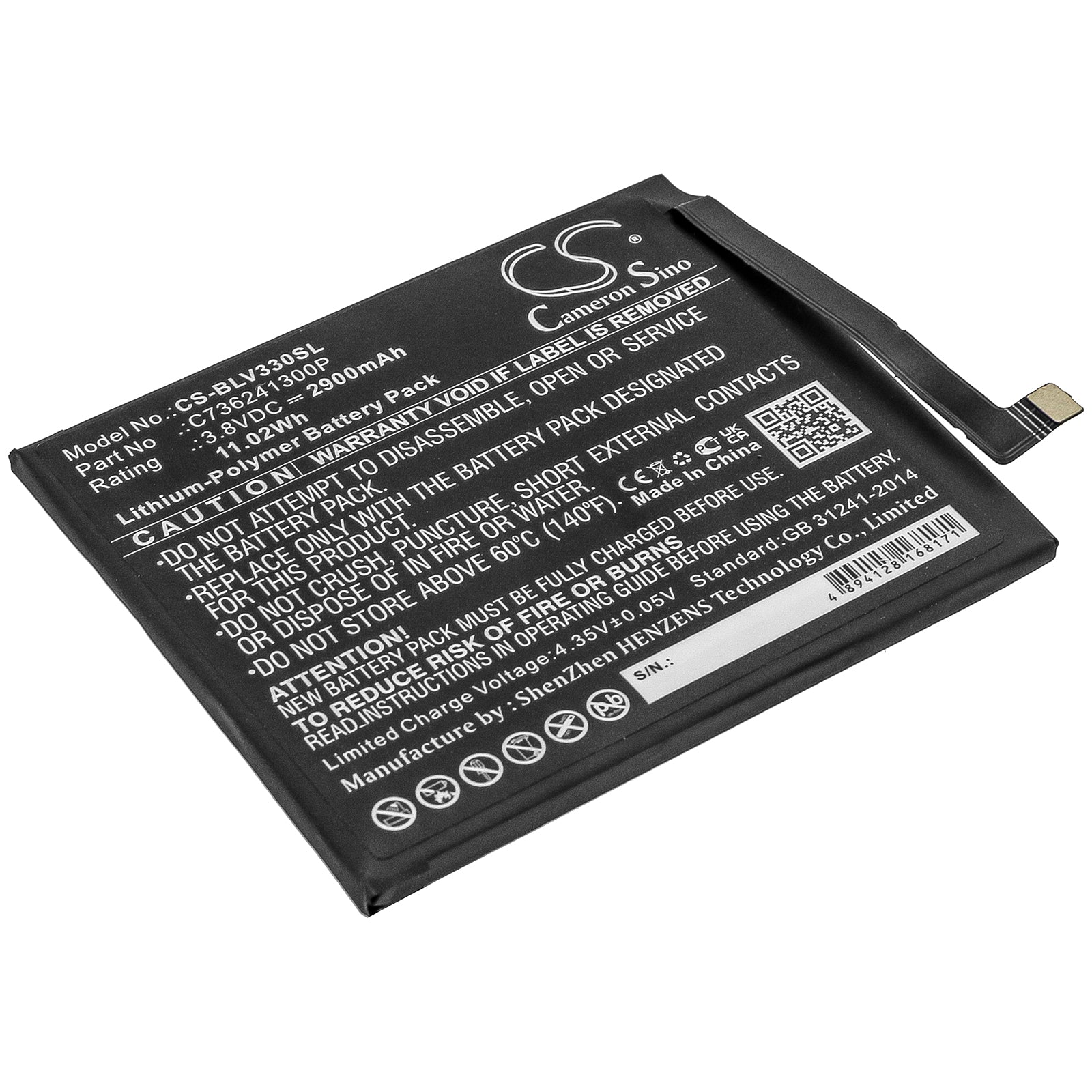 Li-Polymer Battery fits Blu, V0330ww, Vivo Xi 3.8V, 2900mAh Mobile & SmartPhone Cameron Sino Technology Limited