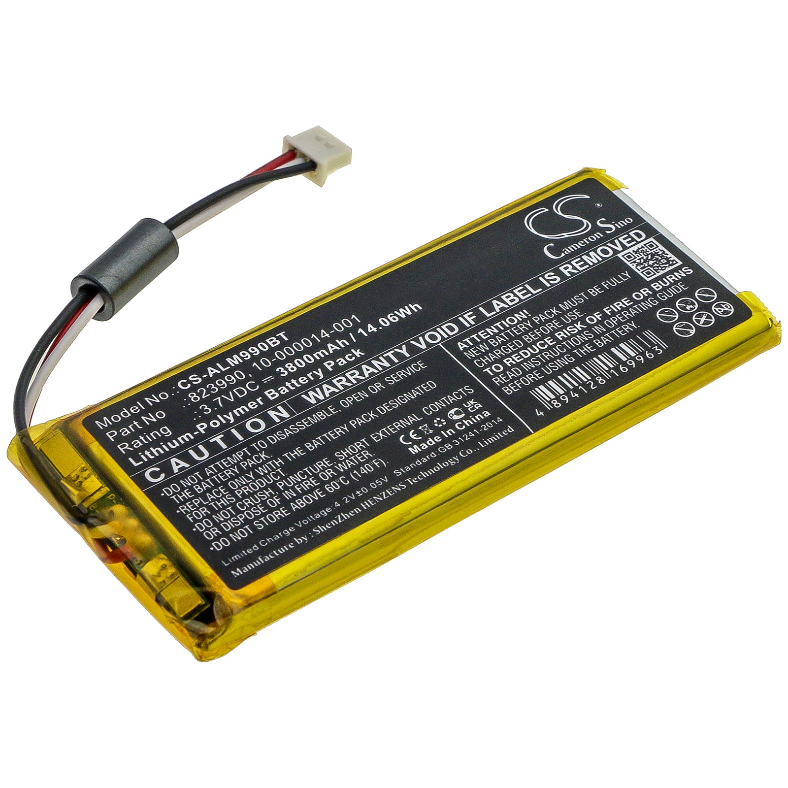 Li-MnO2 Battery fits Adt, Panel Smartthings 3.7V, 3800mAh Home Electronics Cameron Sino Technology Limited