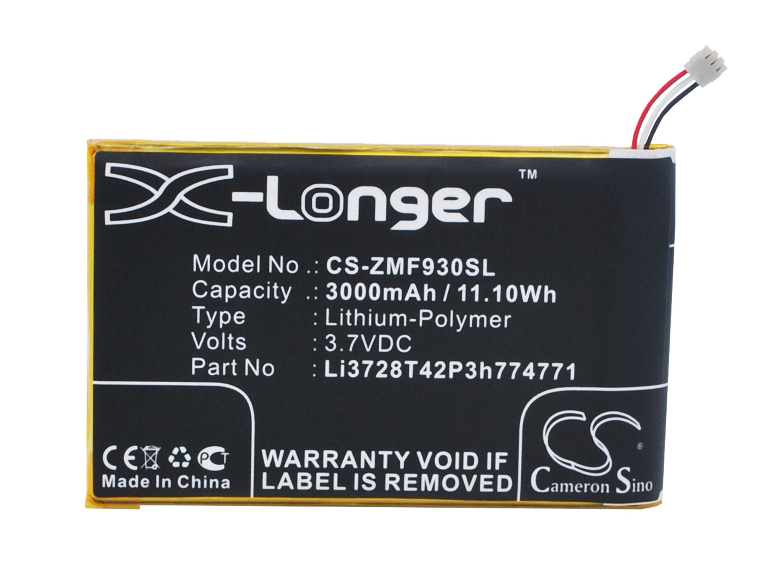 Li-Polymer Battery fits T-mobile, Mf915, Srq-mf915, Z915 3.7V, 3000mAh Hotspot Cameron Sino Technology Limited