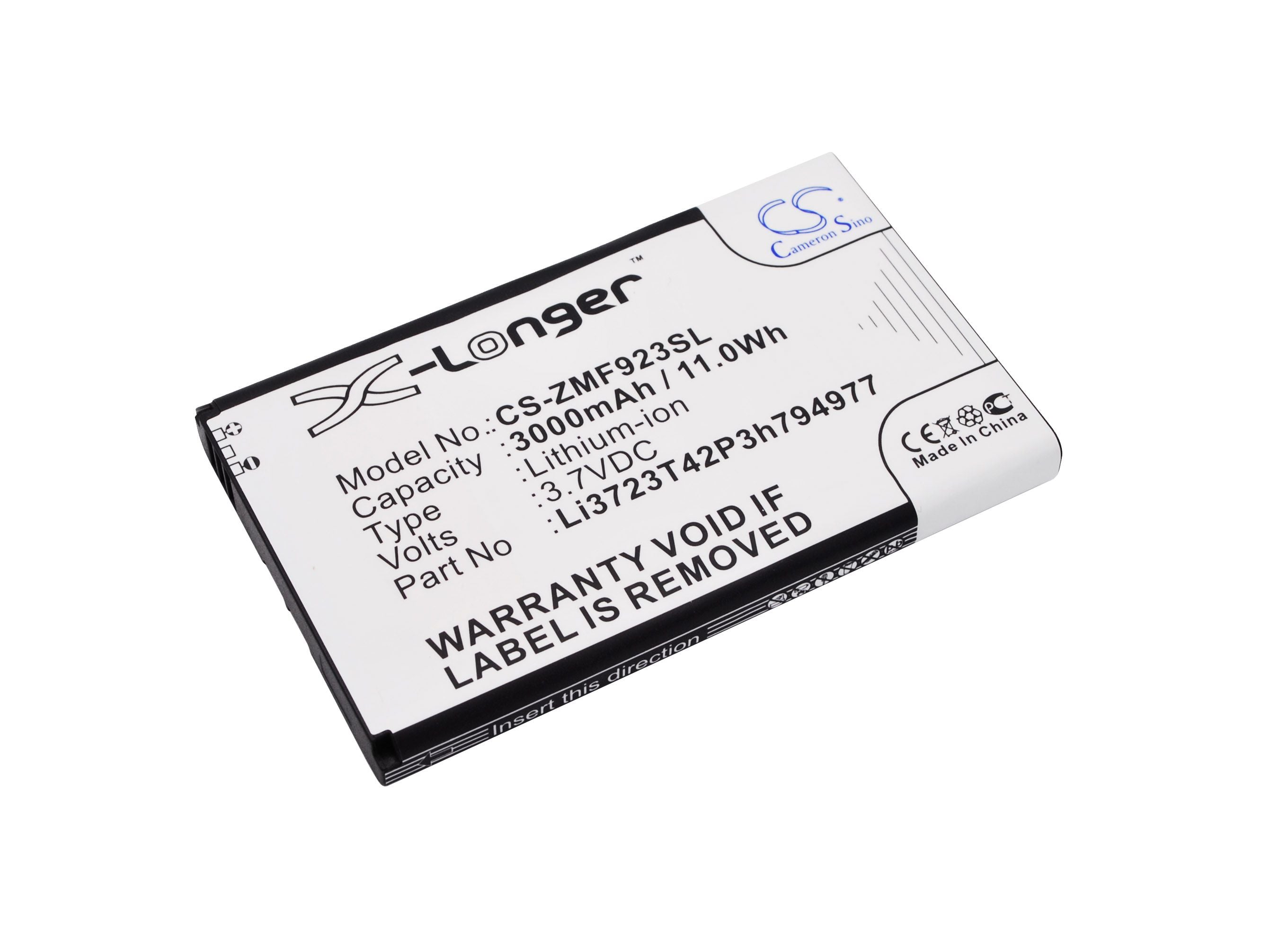 Li-Polymer Battery fits At&t, Velocity 4g Lte, Zte, Mf923 3.7V, 3000mAh Hotspot Cameron Sino Technology Limited
