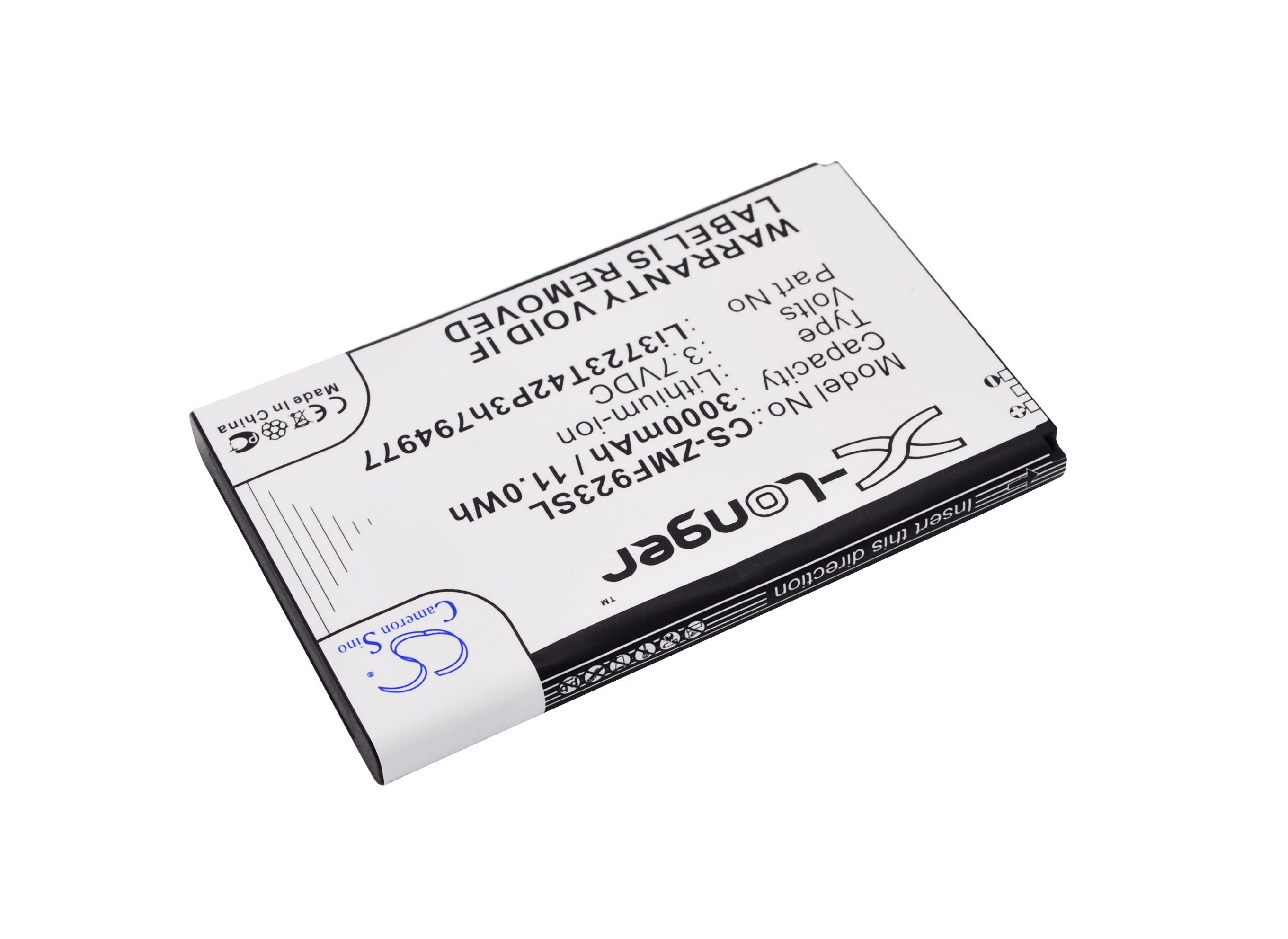 Li-Polymer Battery fits At&t, Velocity 4g Lte, Zte, Mf923 3.7V, 3000mAh Hotspot Cameron Sino Technology Limited