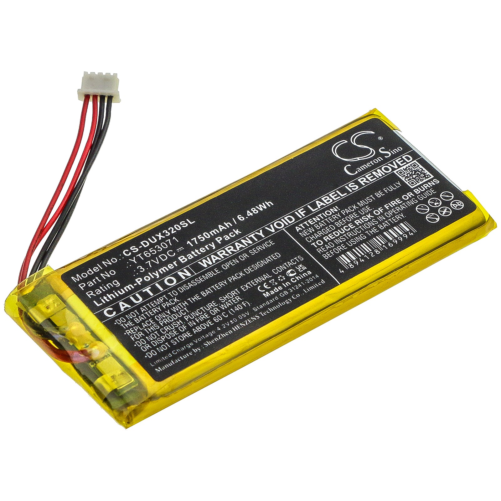 Li-Polymer Battery fits Xduoo, X3 Mark Ii 3.7V, 1750mAh Media Player Cameron Sino Technology Limited