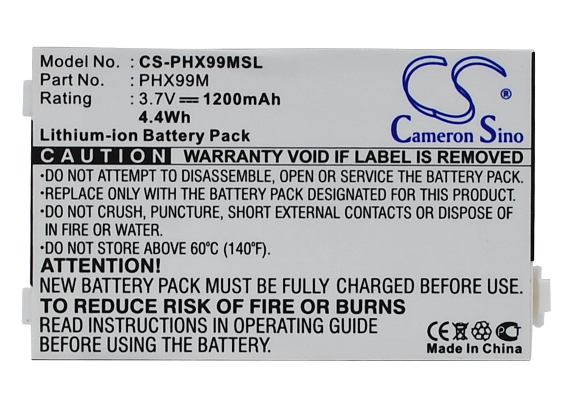 Li-ion Battery fits Philips, 9@9m, Xenium 9a9m 3.7V, 1200mAh Communications Cameron Sino Technology Limited (Suspended)