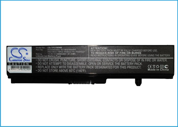 Li-ion Battery fits Toshiba, Portege T110, Portege T112, Portege T130 10.8V, 4400mAh Notebook & Laptop Cameron Sino Technology Limited