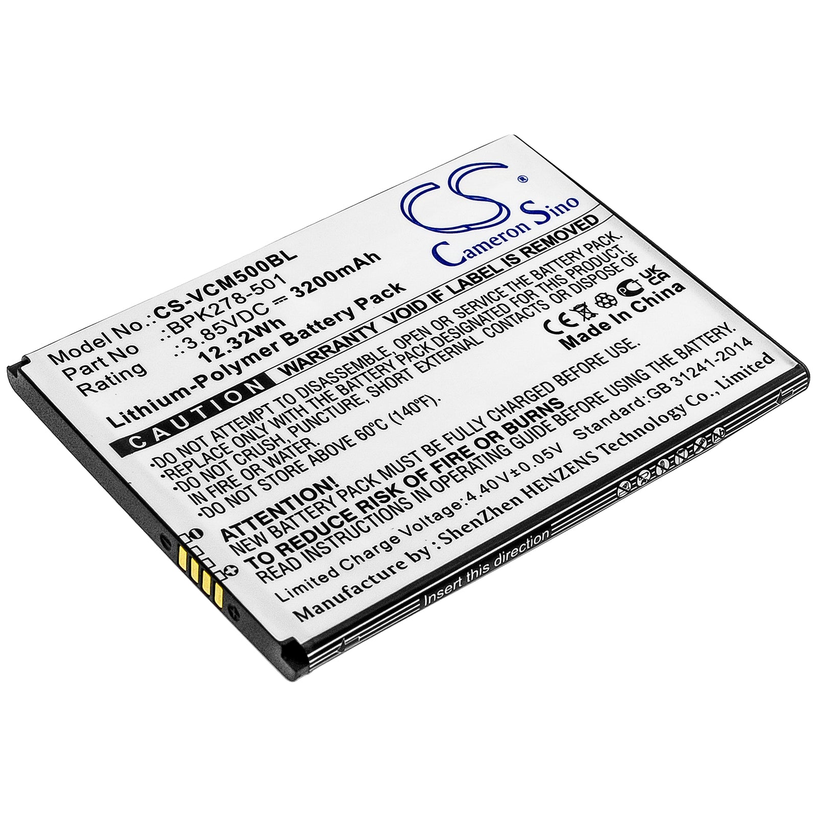 Li-Polymer Battery fits Verifone, Cm5 3.85V, 3200mAh Payment Terminal Cameron Sino Technology Limited
