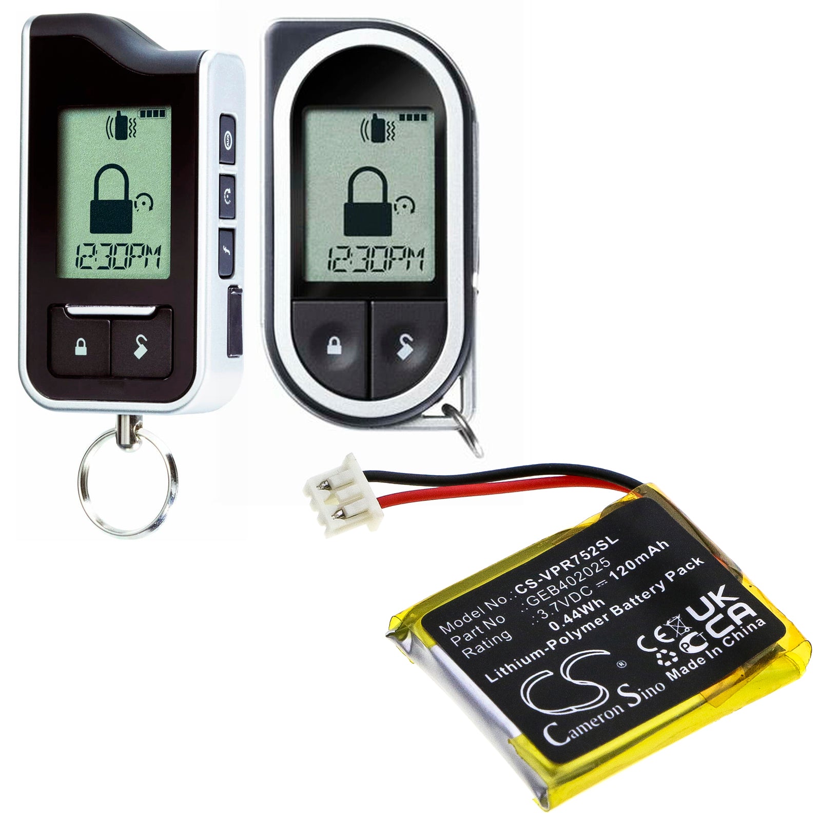 Li-Polymer Battery fits Viper, 7351p, 7351v, 7351x 3.7V, 120mAh Remote Start and Entry Systems Cameron Sino Technology Limited