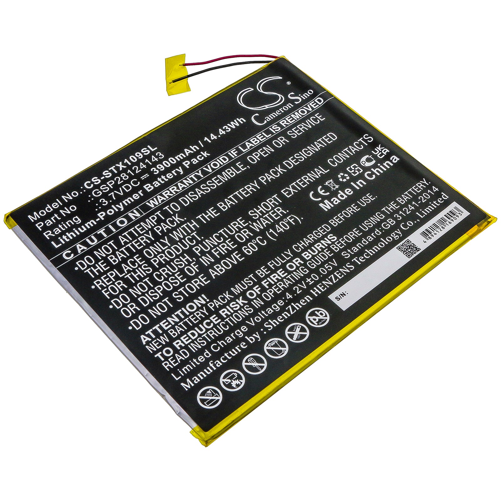 Li-Polymer Battery fits Smartab, St1009x 3.7V, 3900mAh Computer Cameron Sino Technology Limited