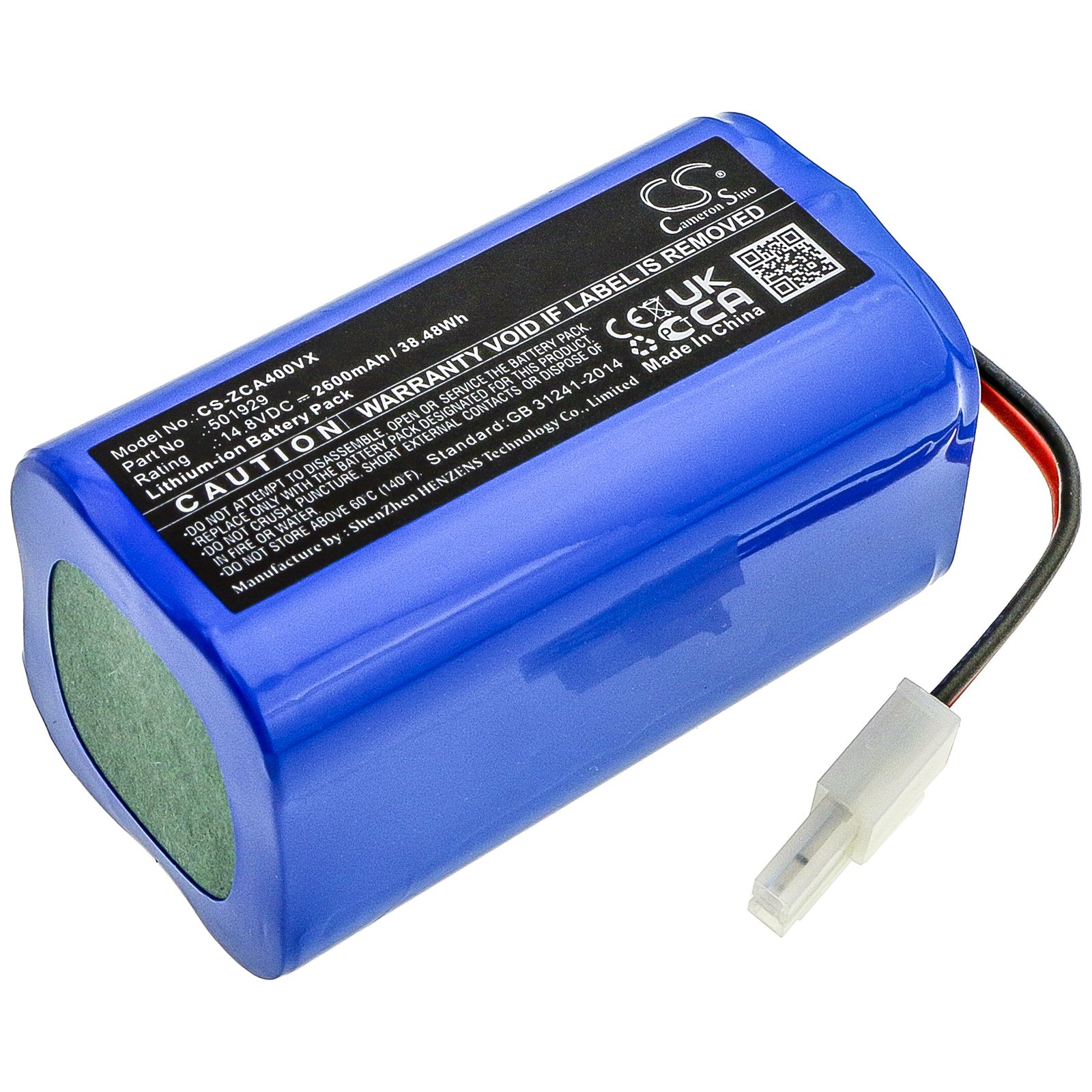 Li-ion Battery fits Zaco, A4s, A6, A8s 14.8V, 2600mAh Vacuum Cameron Sino Technology Limited
