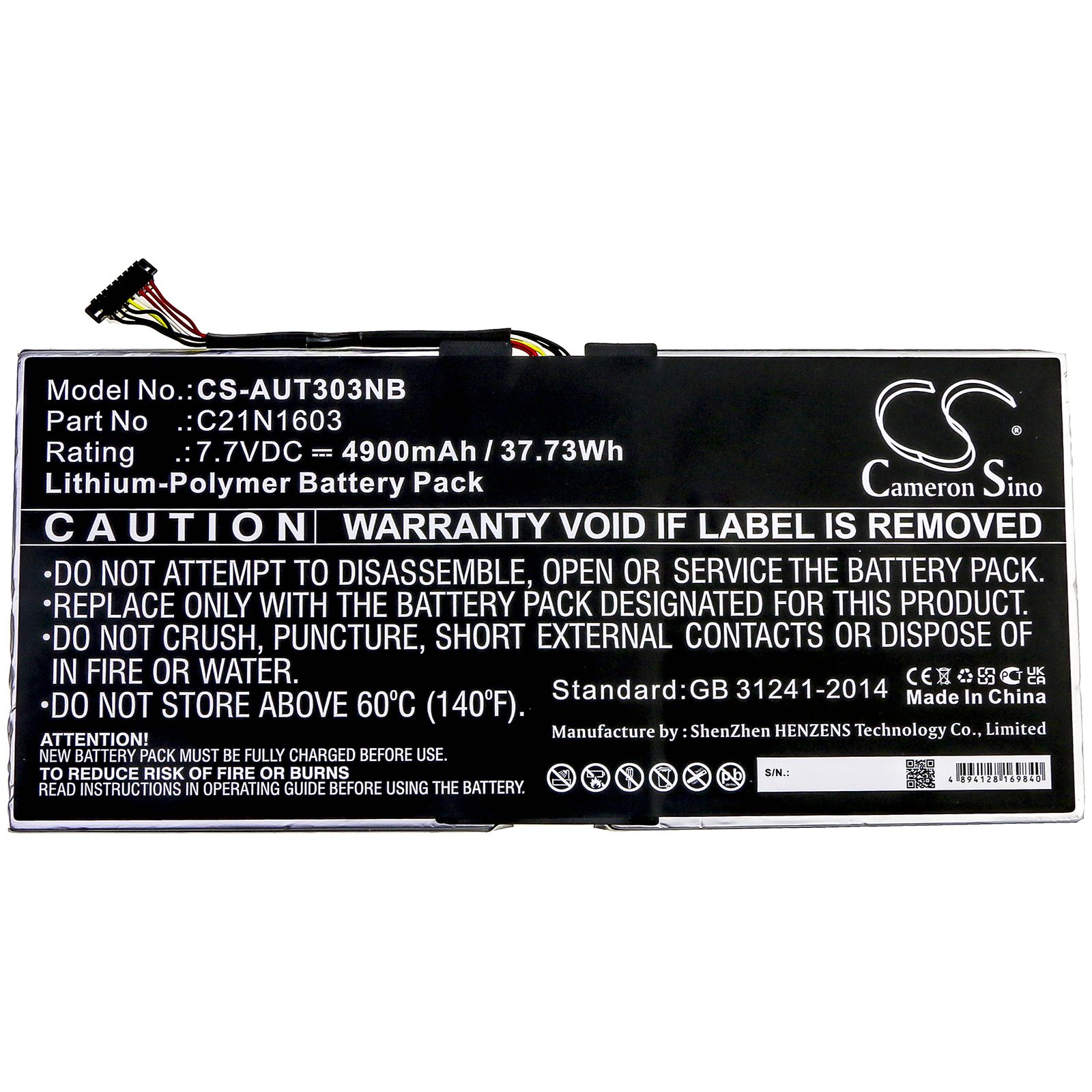 Li-Polymer Battery fits Asus, B9440ua, B9440ua-xs51, T302 7.7V, 4900mAh Notebook & Laptop Cameron Sino Technology Limited