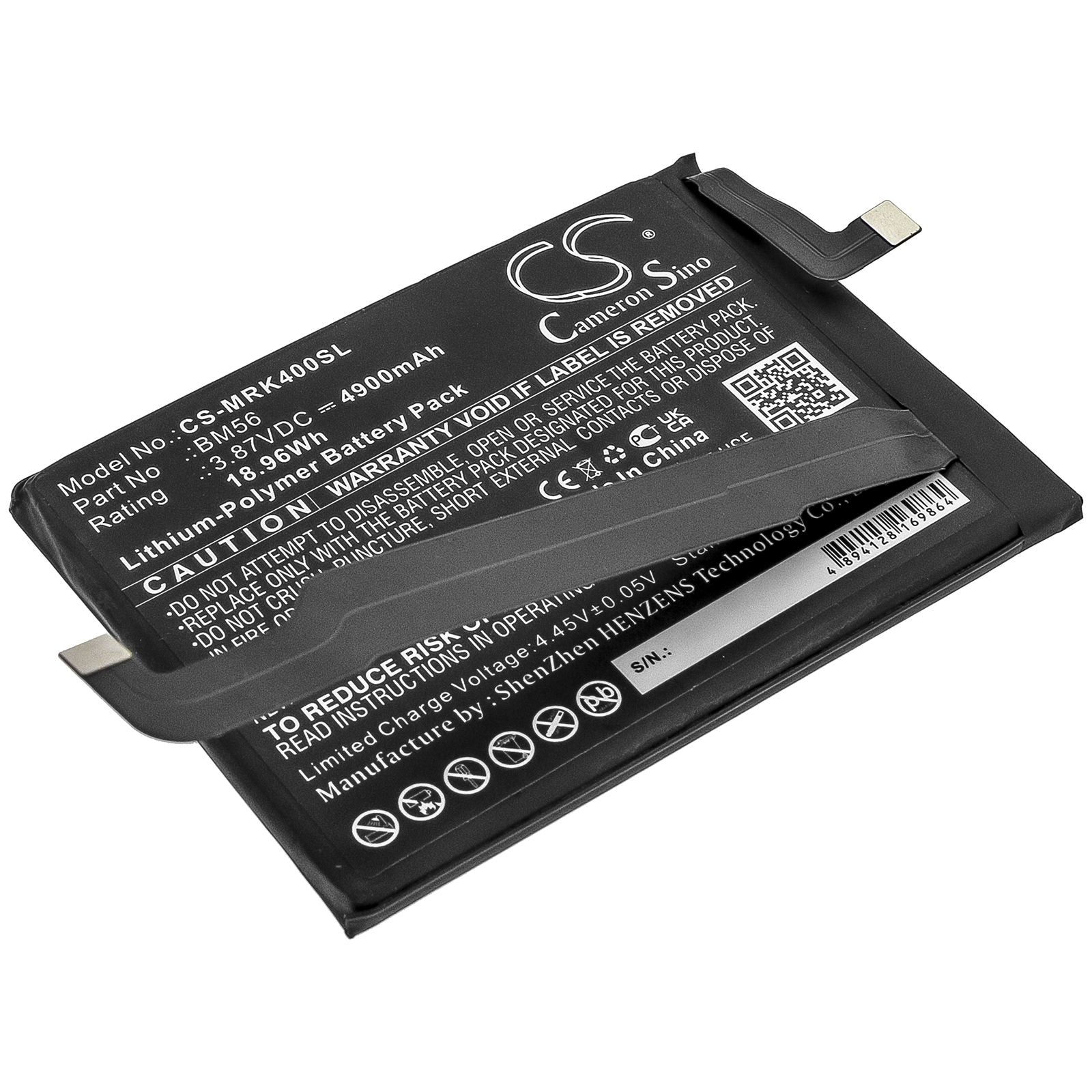 Li-Polymer Battery fits Redmi, K40 Game, M2104k10c 3.87V, 4900mAh Communications Cameron Sino Technology Limited