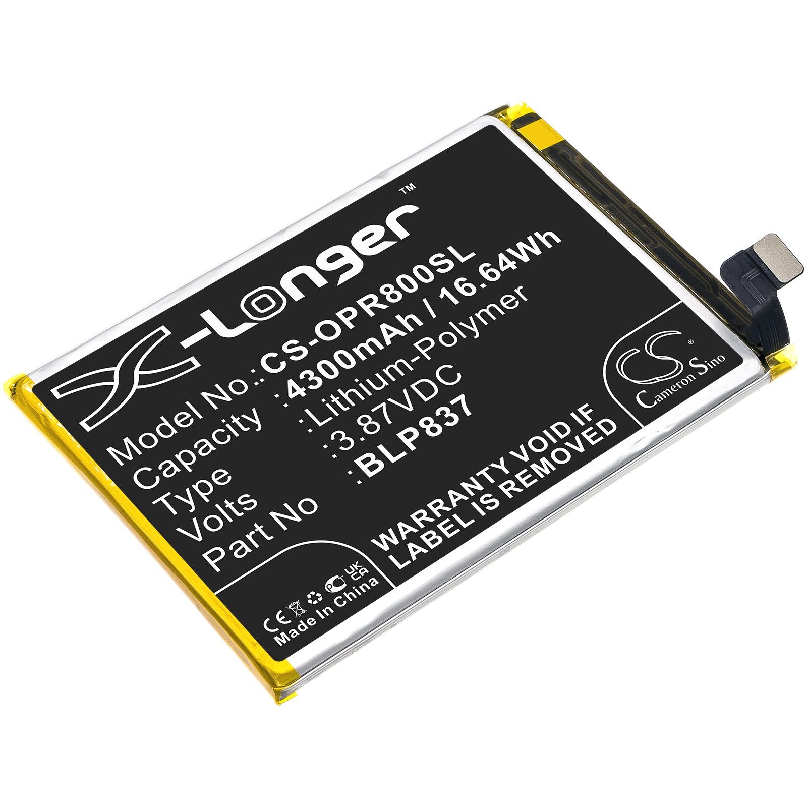 Li-ion Battery fits Oppo, Realme 8 Pro 3.87V, 4300mAh Mobile & SmartPhone Cameron Sino Technology Limited