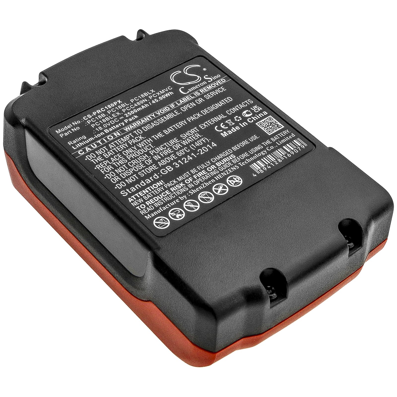 Li-ion Battery fits Porter Cable, Pc1800d, Pc1800l, Pc1800rs 18.0V, 2500mAh Power Tools Cameron Sino Technology Limited