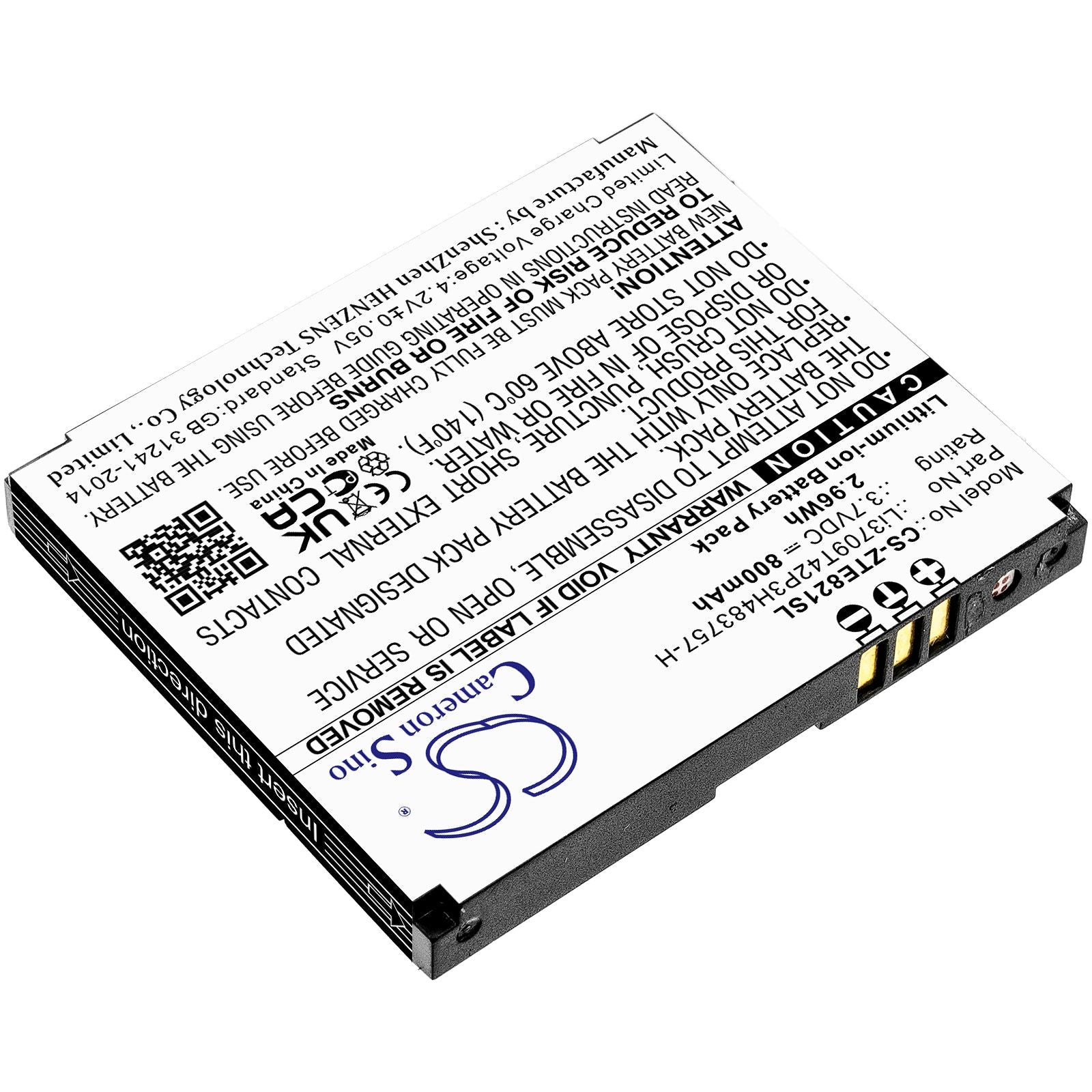Li-ion Battery fits Zte, E821 3.7V, 800mAh Mobile & SmartPhone Cameron Sino Technology Limited