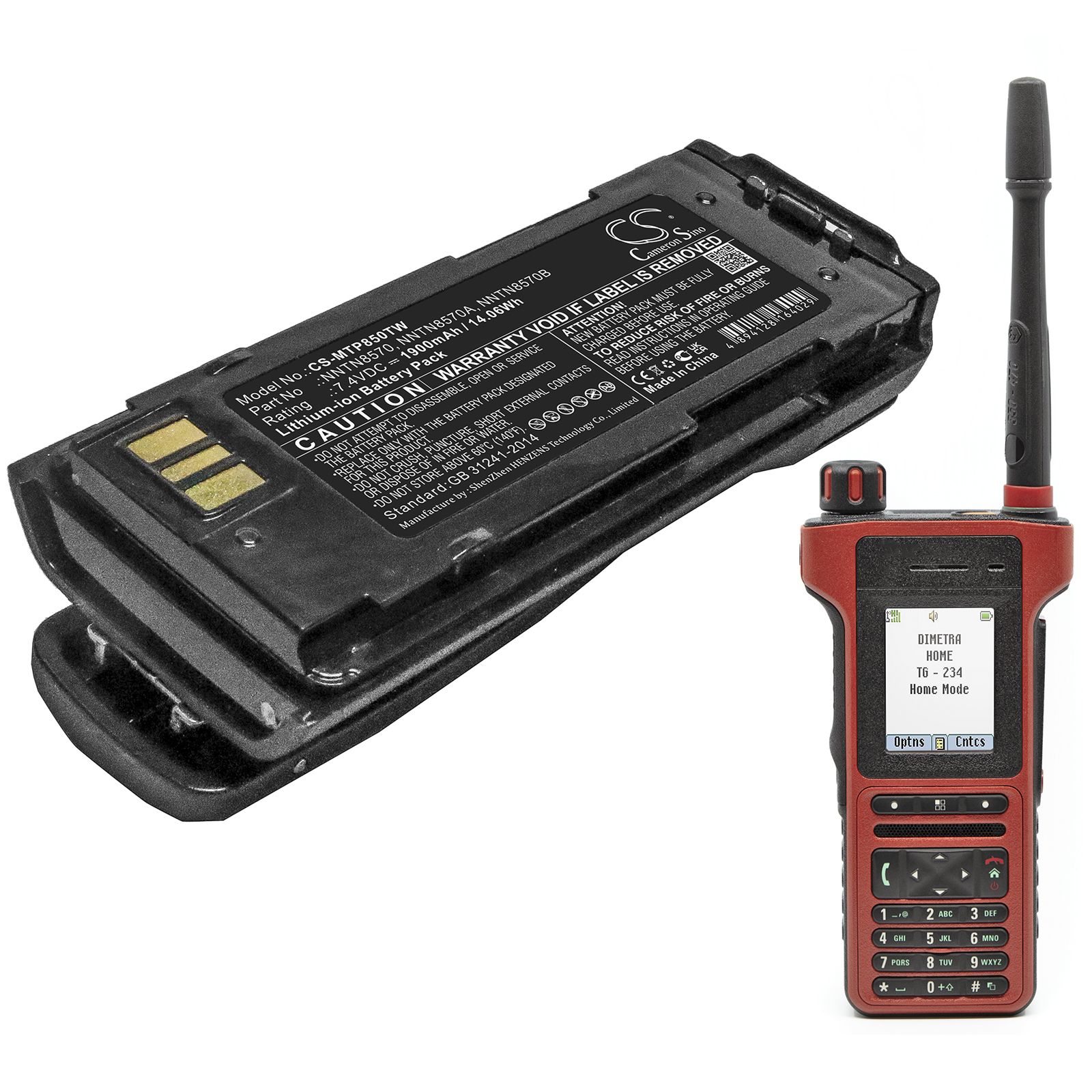 Li-ion Battery fits Motorola, Mtp8500, Mtp8500ex 7.6V, 1250mAh Two-Way Radio Cameron Sino Technology Limited