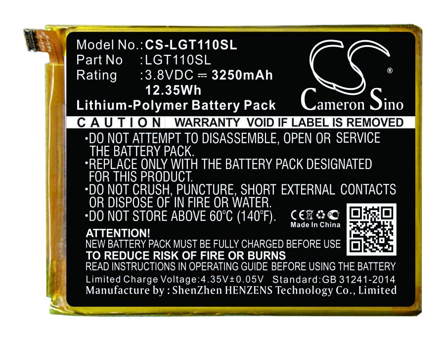 Li-ion Battery fits Leagoo, T1 Plus 3.8V, 3250mAh Mobile & SmartPhone Cameron Sino Technology Limited