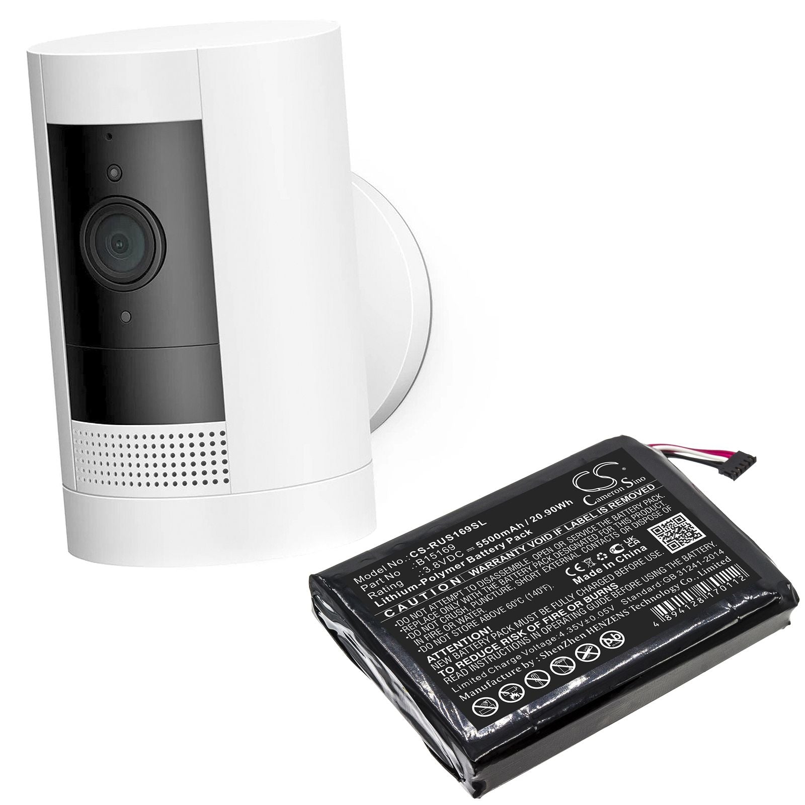 Li-Polymer Battery fits Ring, Stick Up Cam 3.8V, 5500mAh Home Security Camera Cameron Sino Technology Limited
