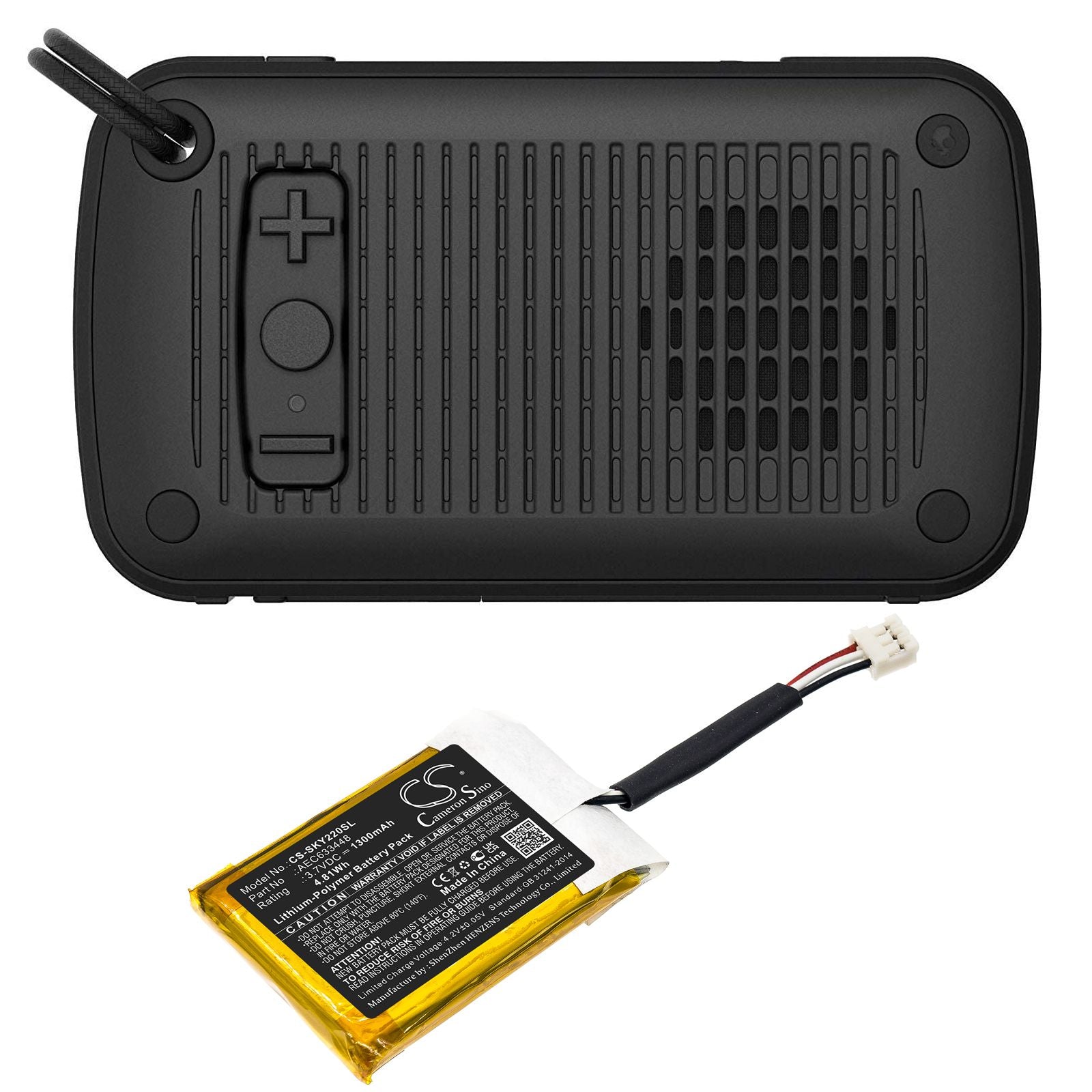 Li-Polymer Speaker Battery fits Skullcandy, Ambush, Stayloud, Y22-sk2013008 3.7V, 1300mAh Speaker Cameron Sino Technology Limited