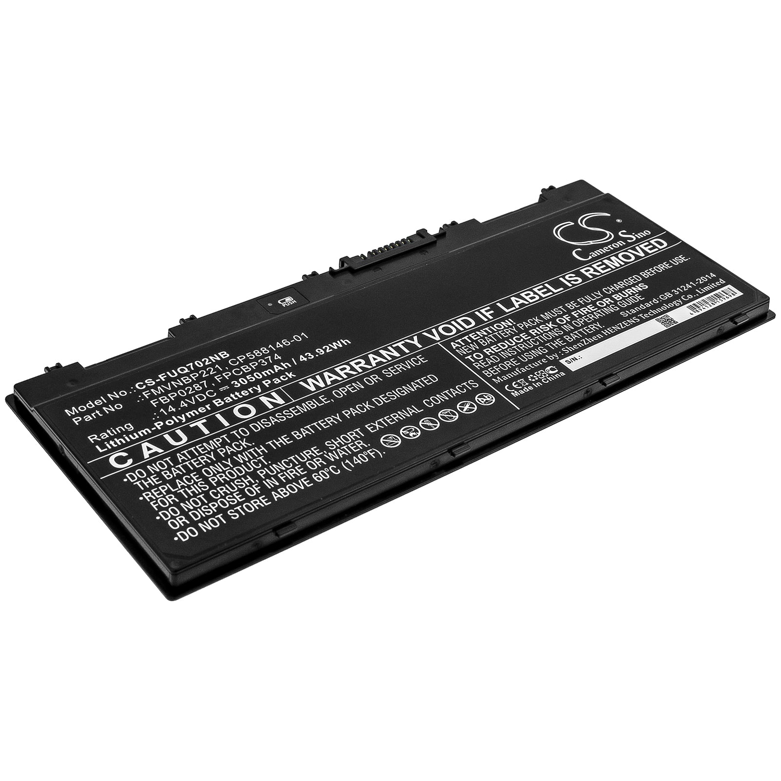 Li-Polymer Battery fits Fujitsu, Cp588146-01, Fbp0287, Fmvnbp221, Fpcbp374 14.4V, 3050mAh Notebook & Laptop Cameron Sino Technology Limited