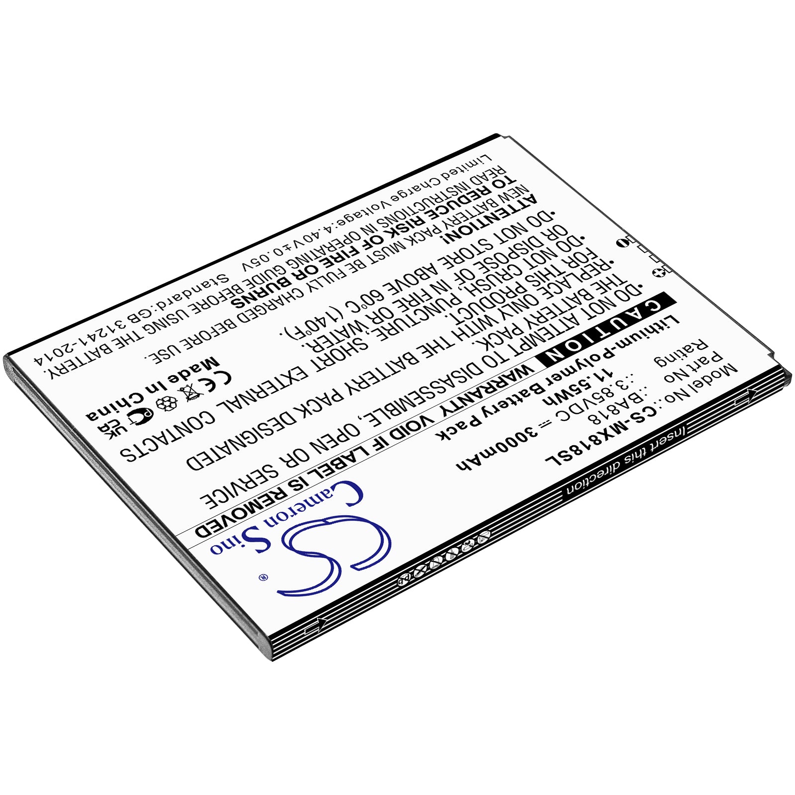 Li-ion Battery fits Meizu, C9, C9 Pro, M1818 3.85V, 3000mAh Mobile & SmartPhone Cameron Sino Technology Limited