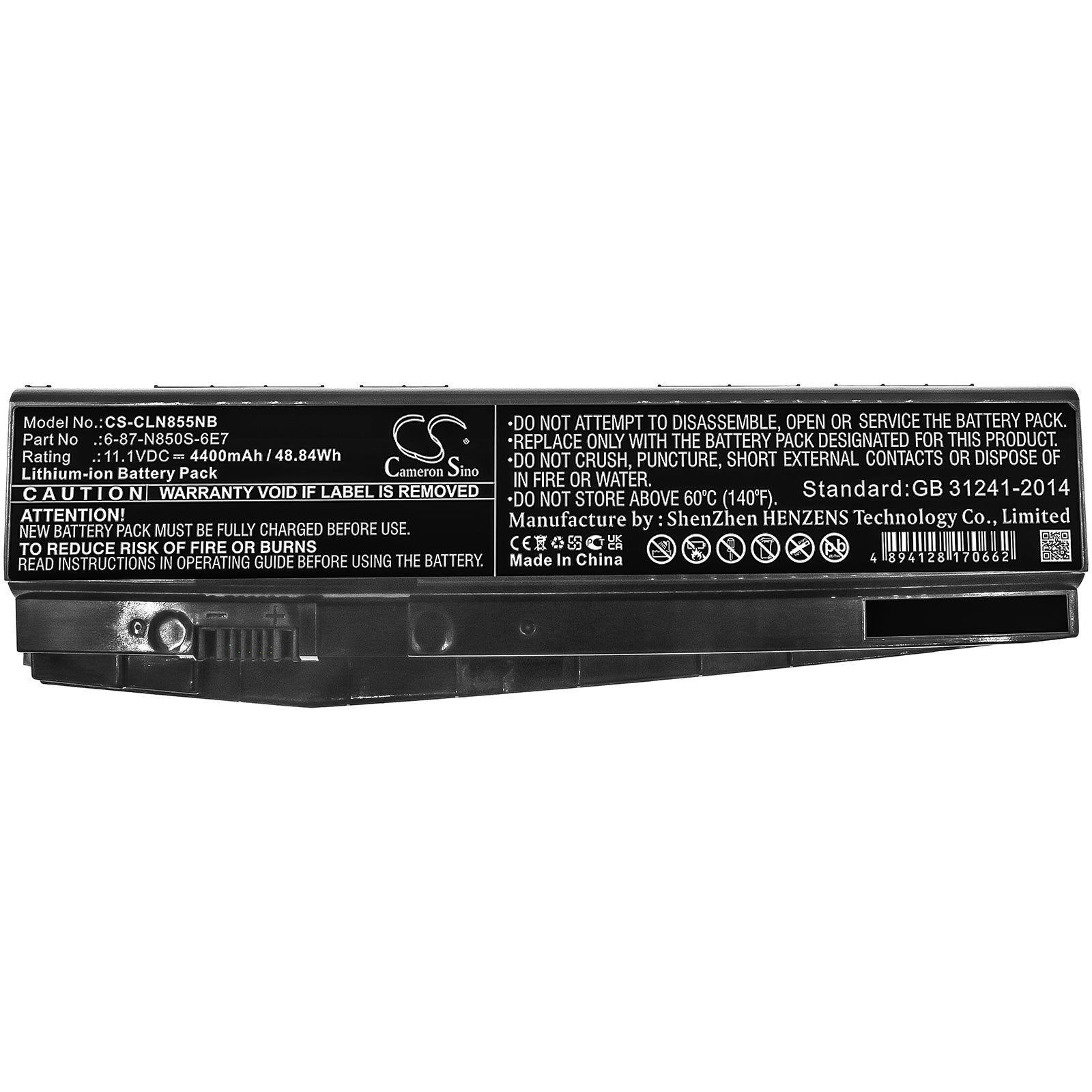 Li-ion Battery fits Sager, Np5850, Np5855, Np5870 11.1V, 4400mAh Computer Cameron Sino Technology Limited