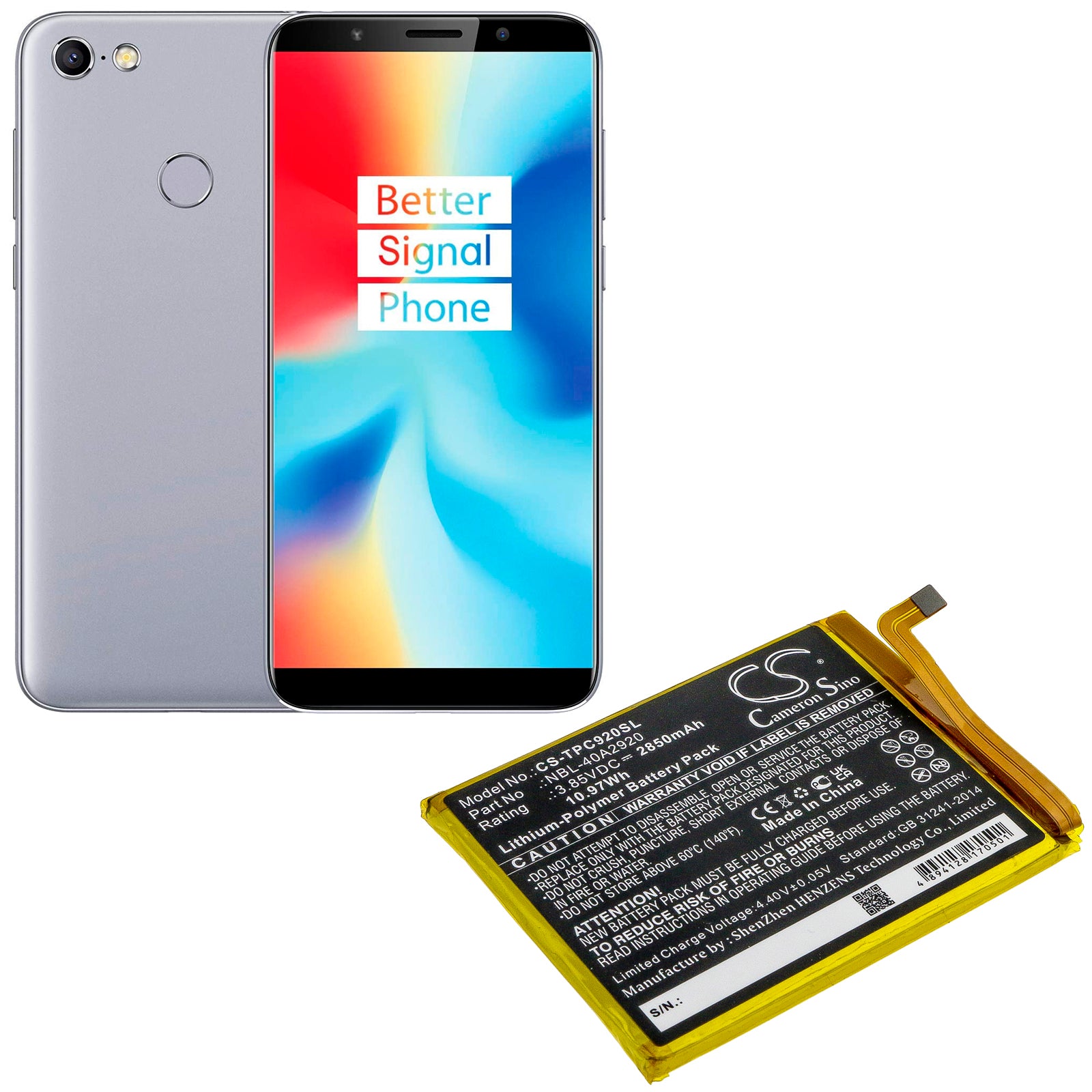 Li-ion Battery fits Neffos, C9a, Tp706a 3.85V, 2850mAh Mobile & SmartPhone Cameron Sino Technology Limited