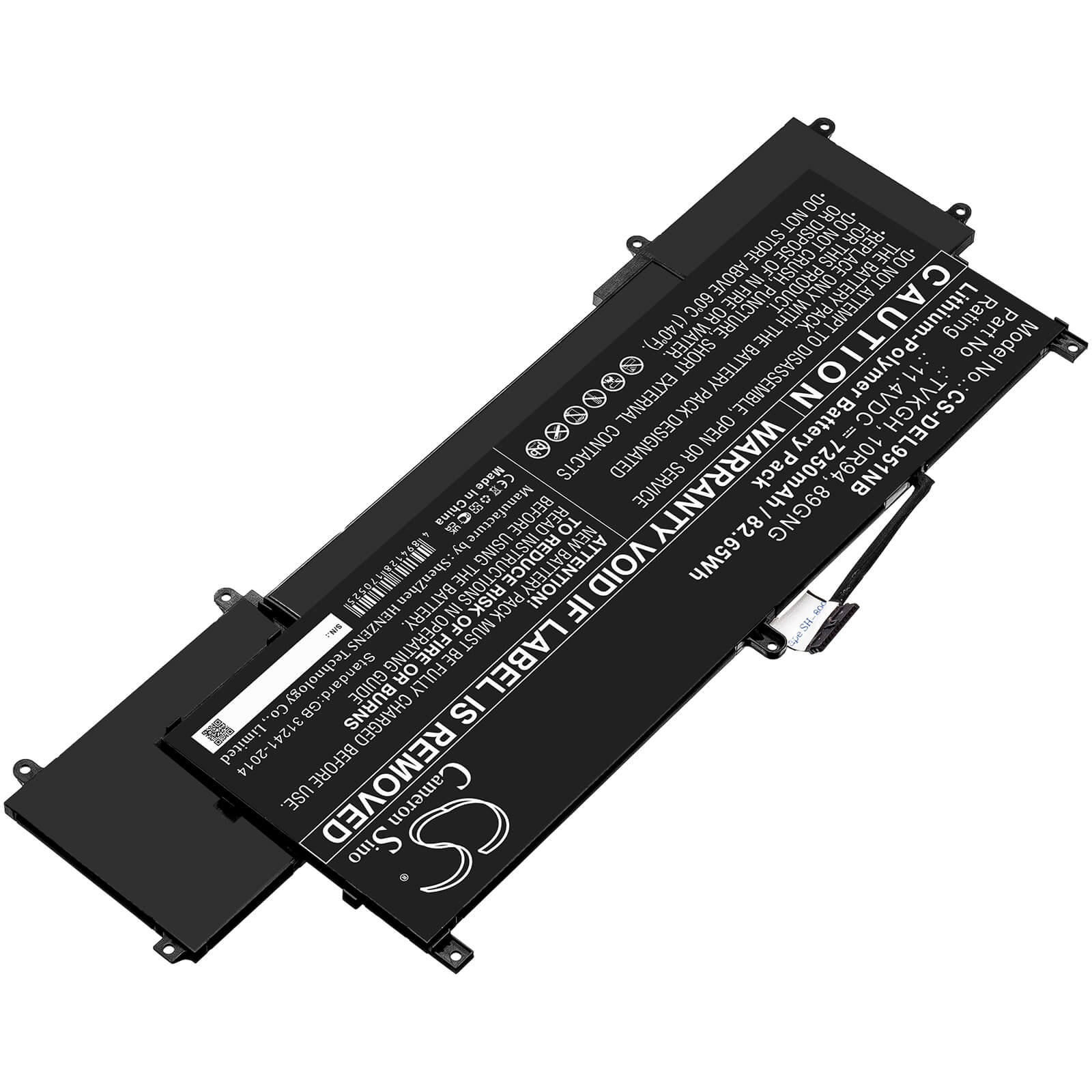 Li-Polymer Battery fits Dell, Latitude 9510 2-in-1 11.4V, 7250mAh Notebook & Laptop Cameron Sino Technology Limited